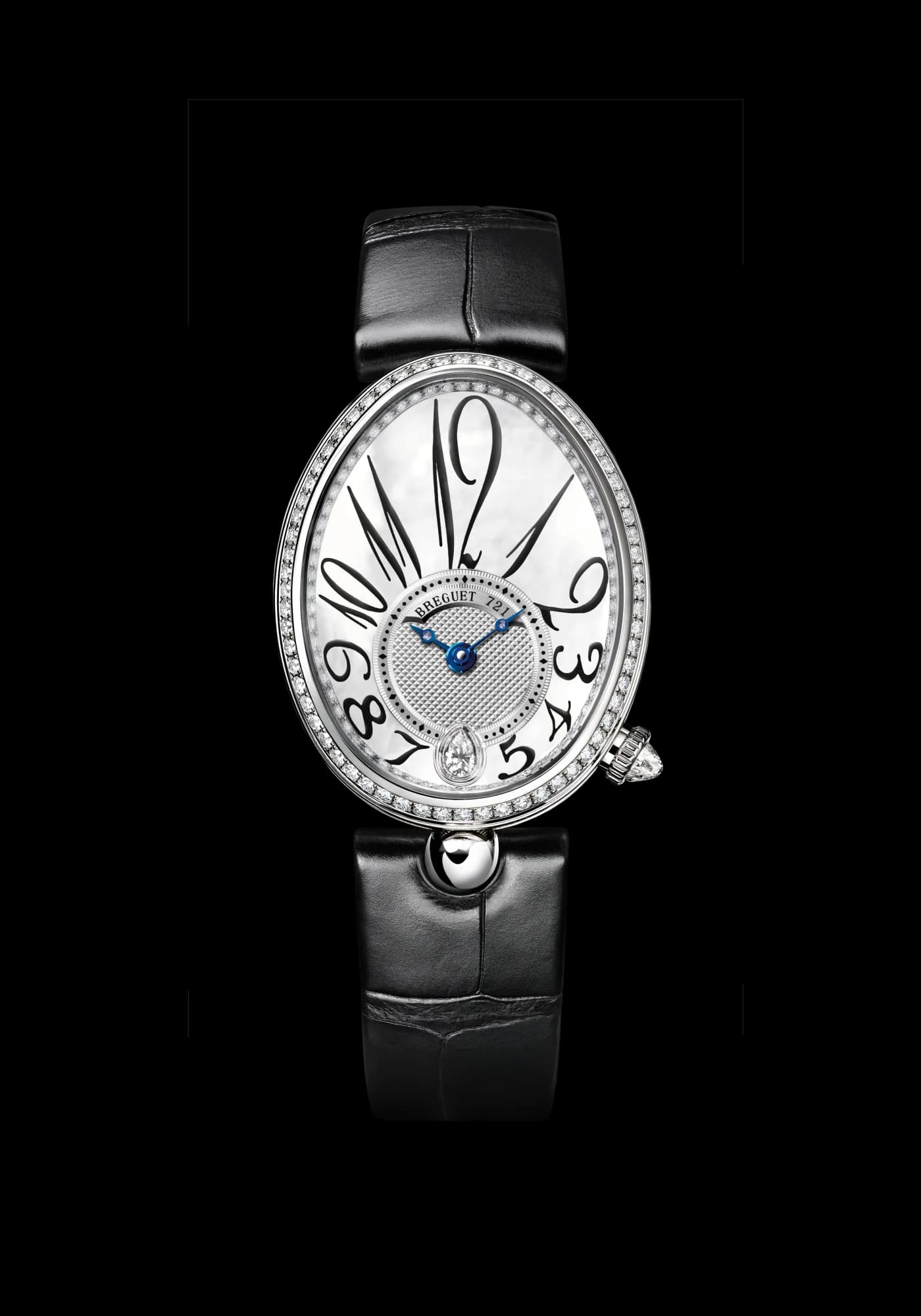 Breguet Reine de Naples 8918 – Beyaz Altın, Sedef Kadran, Giyoşe, Timsah Derisi Kayış, Pırlanta Taç 1
