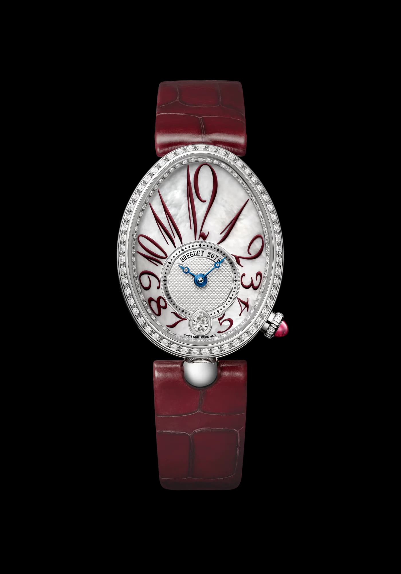Breguet Reine de Naples 8918 – Beyaz Altın, Sedef Kadran, Giyoşe, Timsah Derisi Kayış, Yakut Taç 1