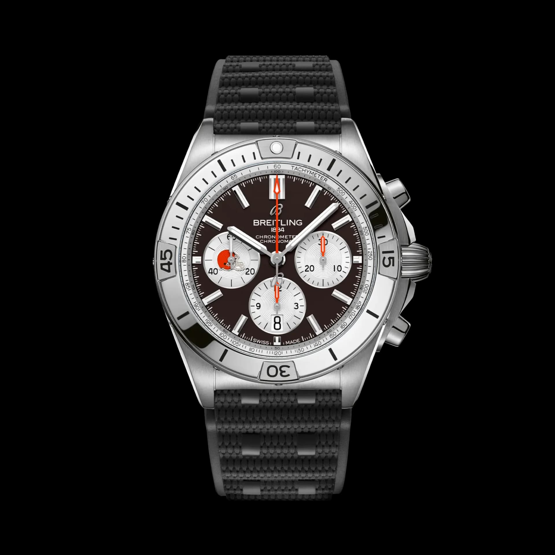 Breitling Chronomat B01 42 NFL Cleveland Browns Edition – Siyah Kauçuk Kayış 1