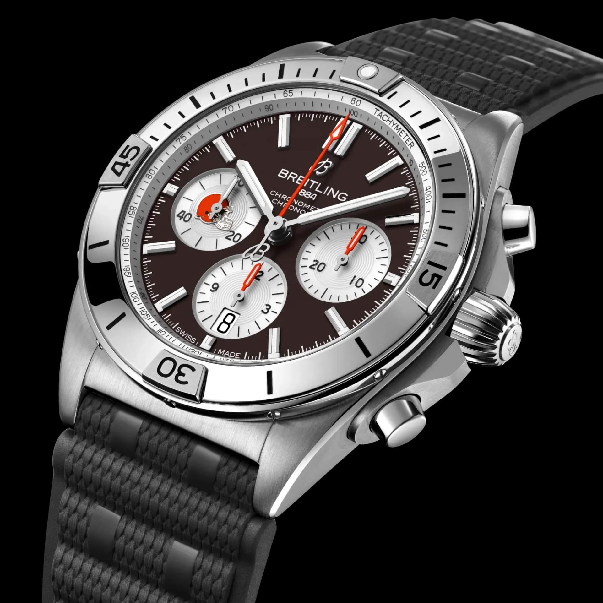 Breitling Chronomat B01 42 NFL Cleveland Browns Edition – Siyah Kauçuk Kayış 2
