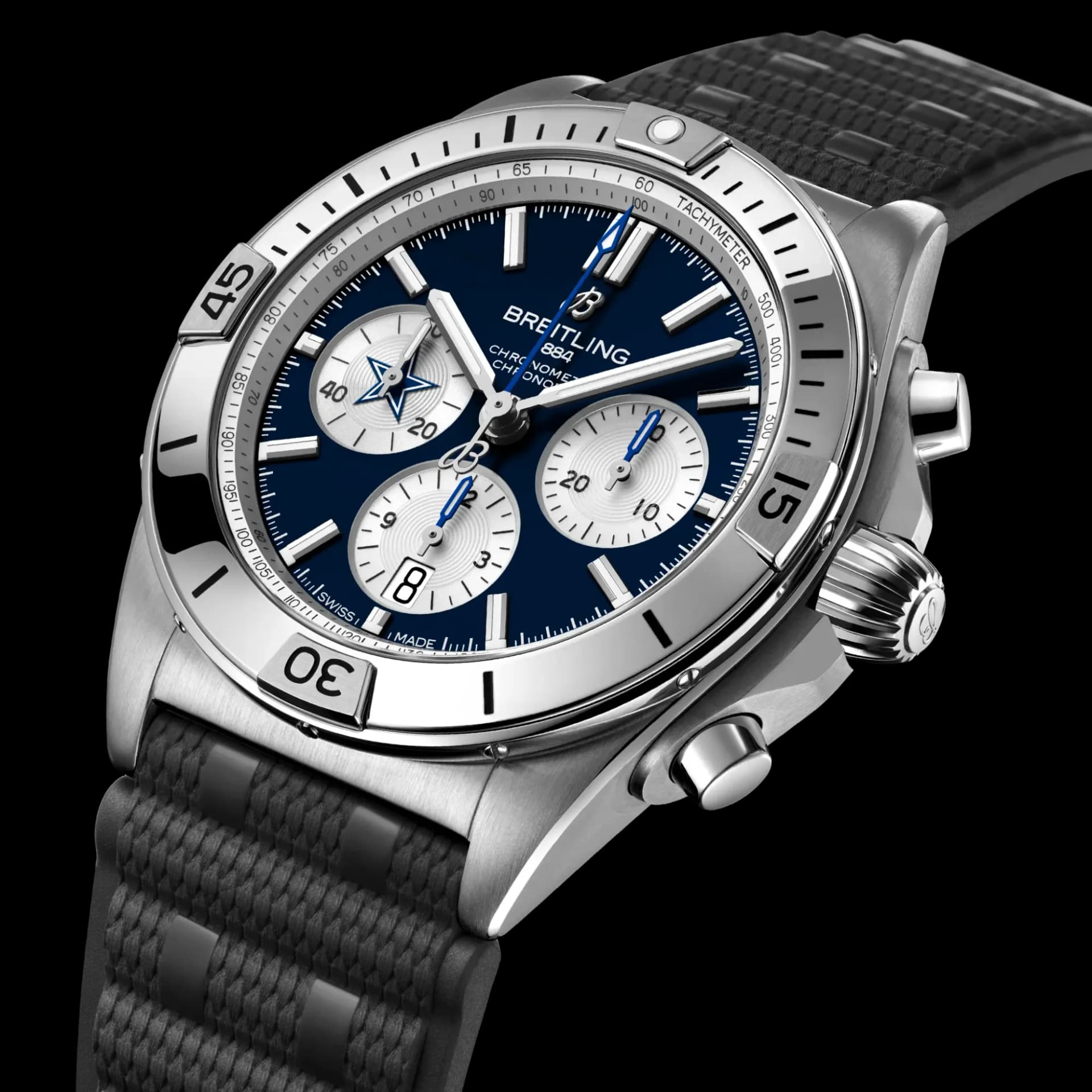 Breitling Chronomat B01 42 NFL Dallas Cowboys Edition – Siyah Kauçuk Kayış 2
