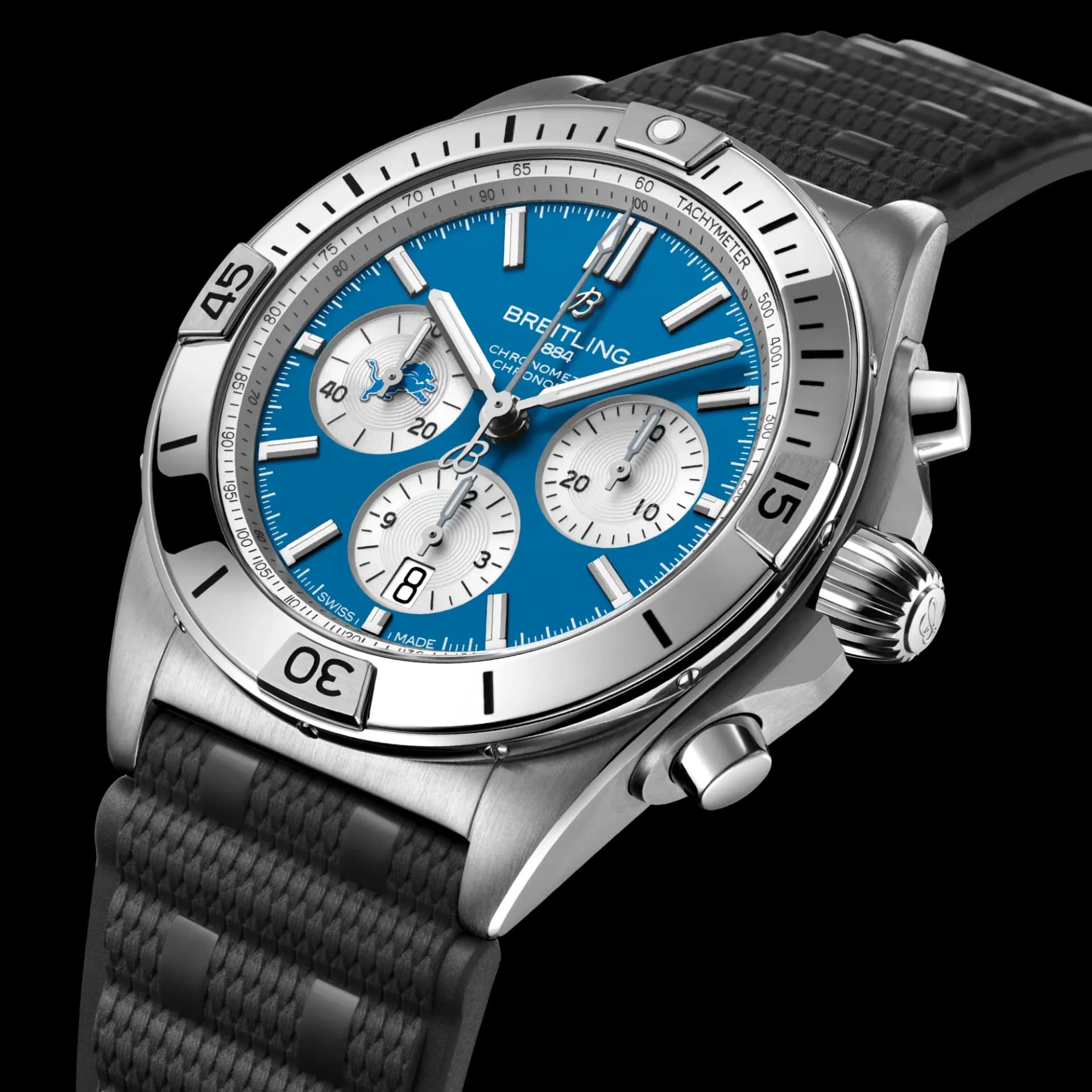 Breitling Chronomat B01 42 NFL Detroit Lions Edition – Siyah Kauçuk Kayış 2