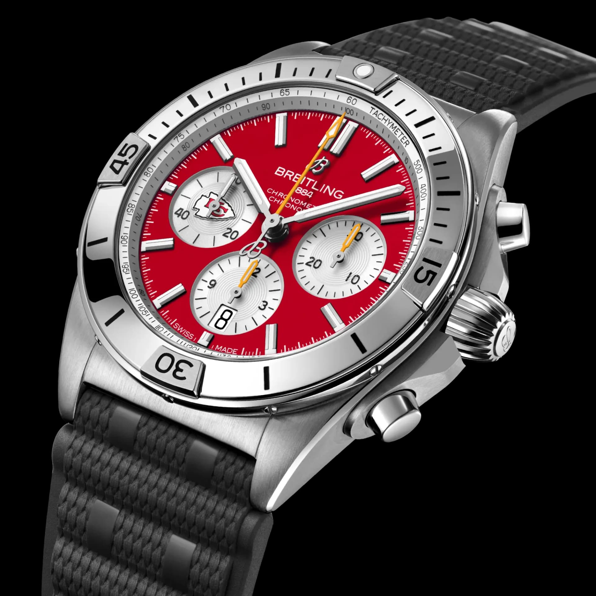 Breitling Chronomat B01 42 NFL Kansas City Chiefs Edition – Siyah Kauçuk Kayış 2