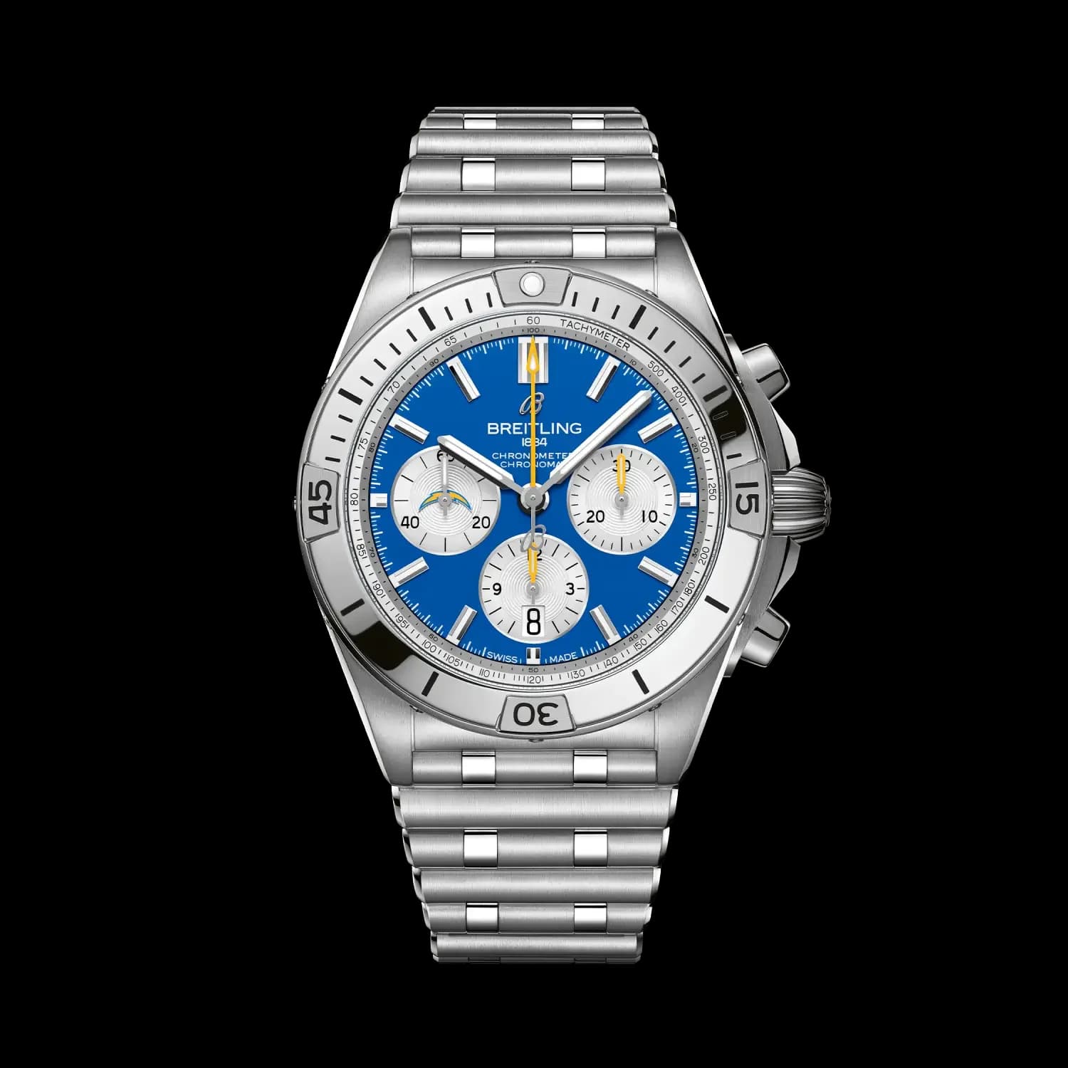Breitling Chronomat B01 42 NFL Los Angeles Chargers Edition – Çelik Bilezik (AB01345B1C8A1) 1