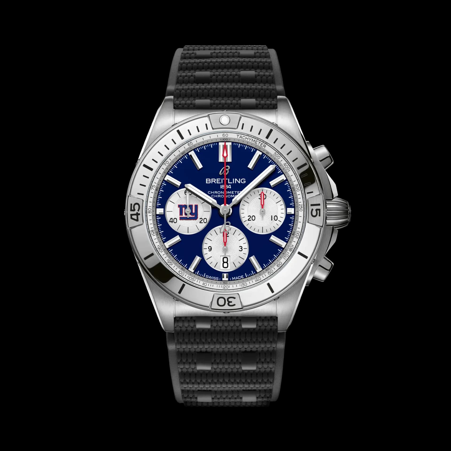 Breitling Chronomat B01 42 NFL New York Giants Edition – Siyah Kauçuk Kayış 1