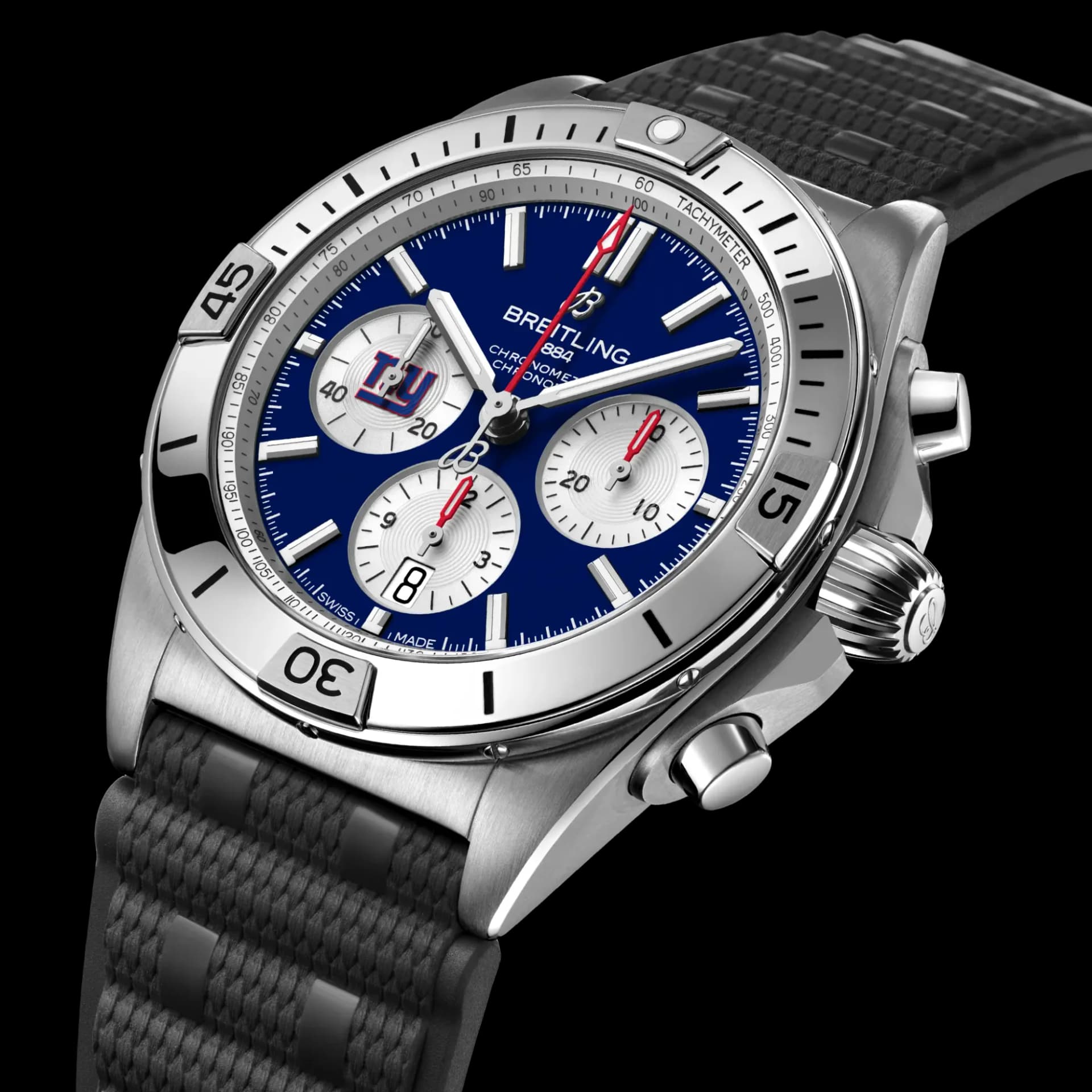 Breitling Chronomat B01 42 NFL New York Giants Edition – Siyah Kauçuk Kayış 2