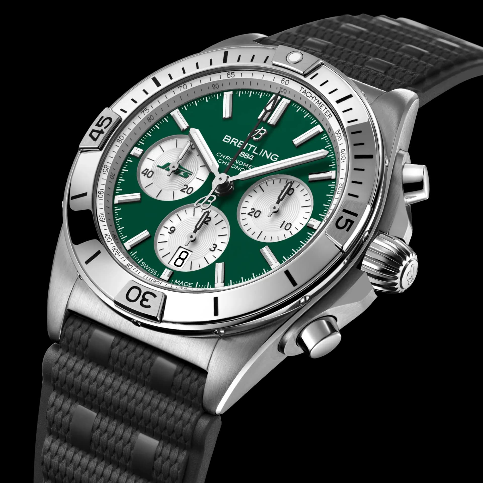 Breitling Chronomat B01 42 NFL New York Jets Edition – Siyah Kauçuk Kayış 2