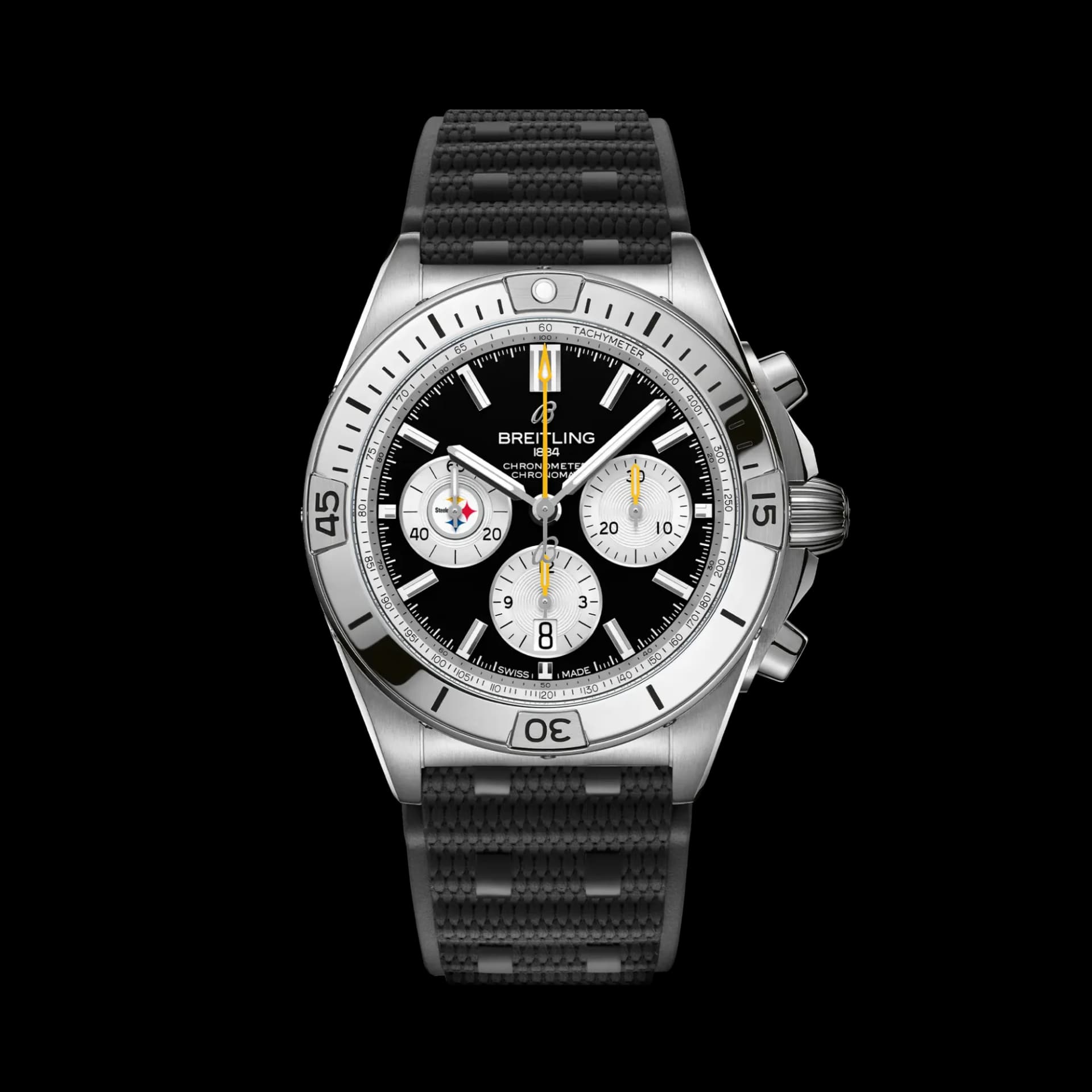 Breitling Chronomat B01 42 NFL Pittsburgh Steelers Edition – Siyah Kauçuk Kayış