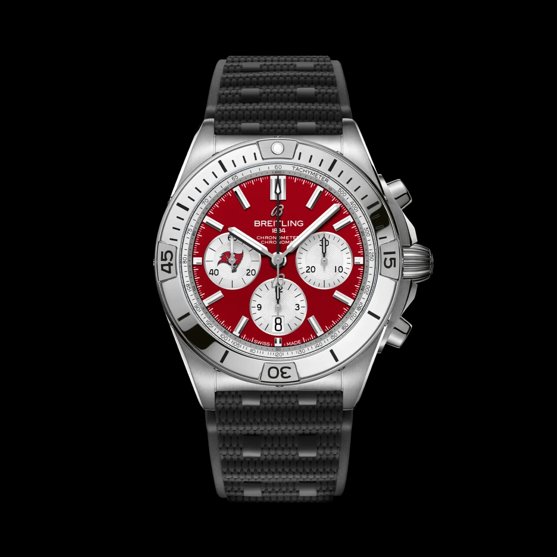Breitling Chronomat B01 42 NFL Tampa Bay Buccaneers Edition – Siyah Kauçuk Kayış