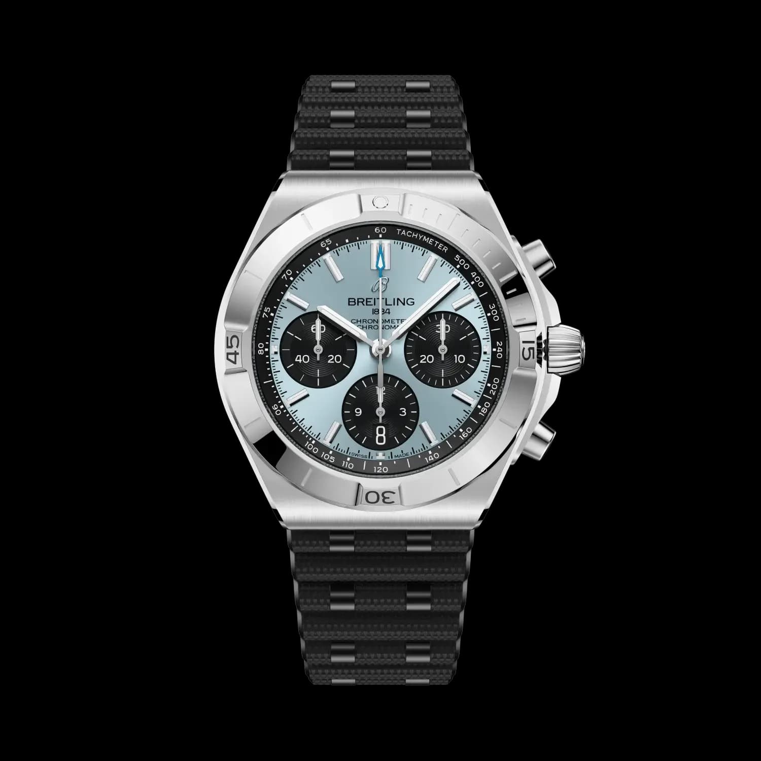 Breitling Chronomat B01 Chronograph 42 – Çelik ve Platin, Siyah Kauçuk Kayış 1