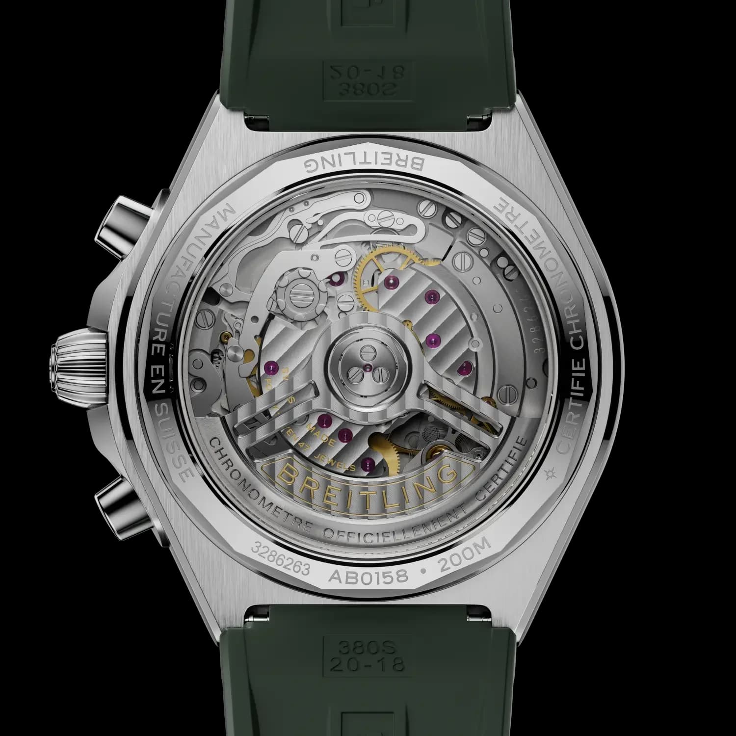 Breitling Chronomat B01 Chronograph 42 – Çelik, Yeşil Kadran, Yeşil Kauçuk Kayış 3