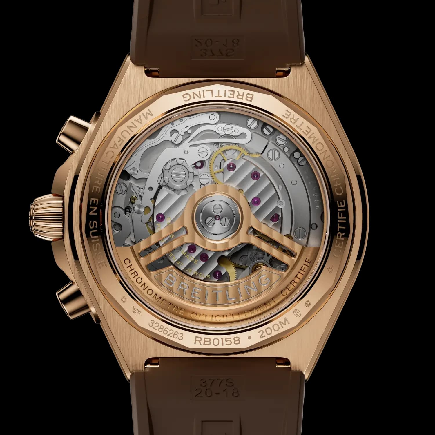 Breitling Chronomat B01 Chronograph 42 – Kırmızı Altın, Kahverengi Kauçuk Kayış 3