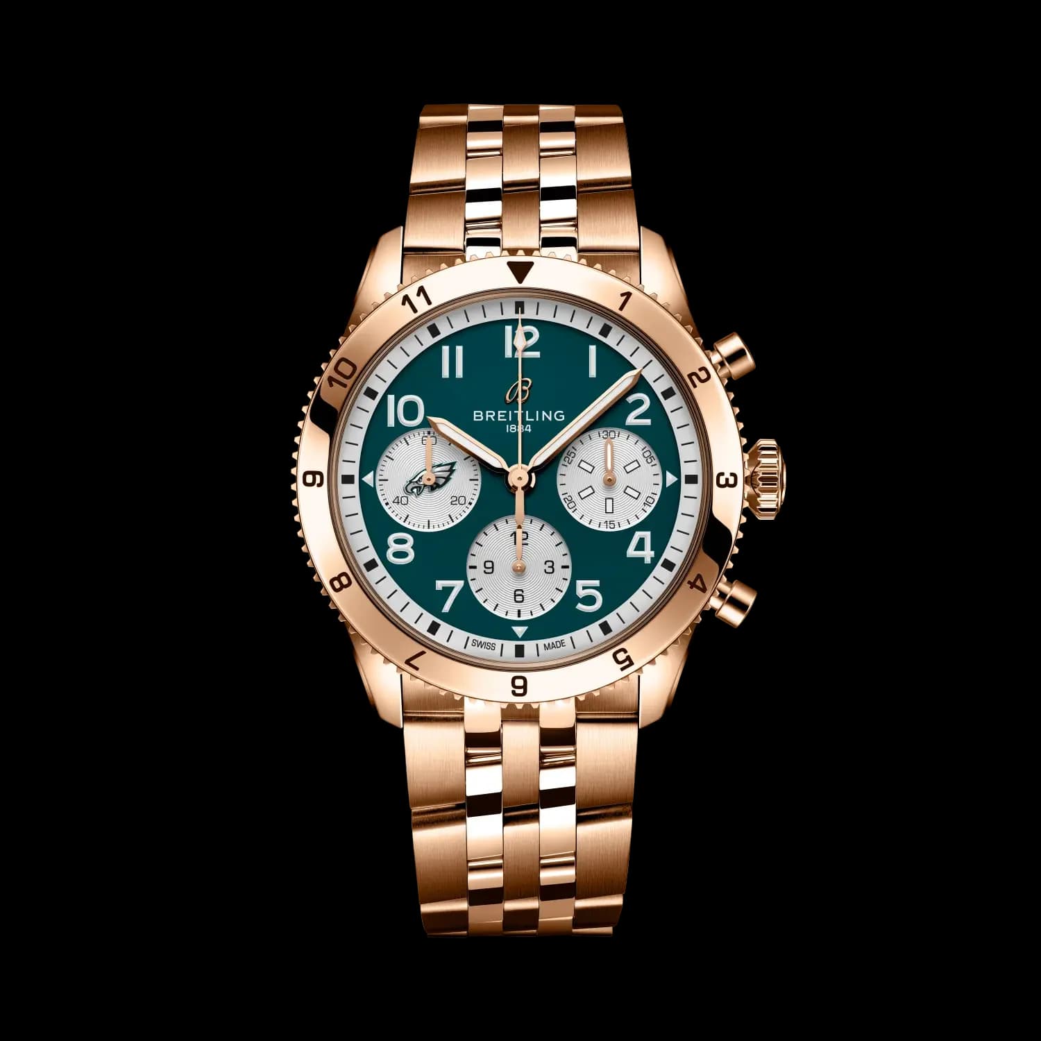 Breitling Classic AVI Chronograph 42 NFL Philadelphia Eagles Edition – Kırmızı Altın Bilezik 1