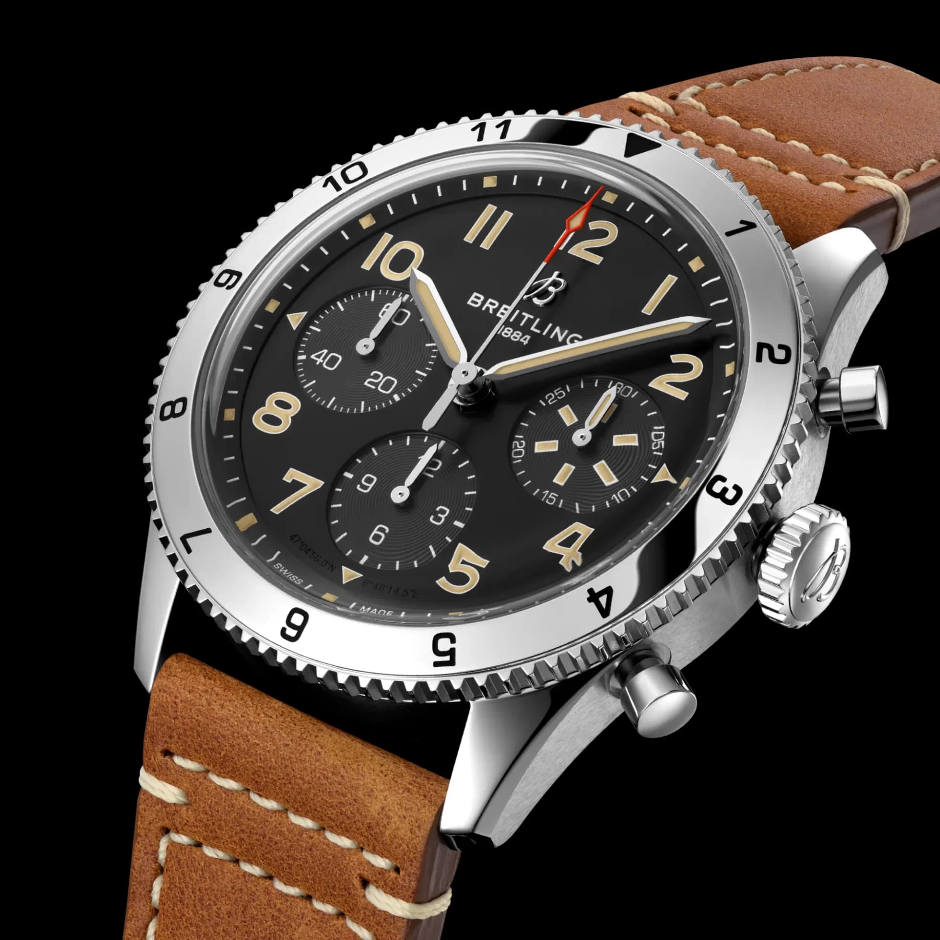 Breitling Classic AVI Chronograph 42 P-51 Mustang – Çelik, Altın Kahverengi Dana Derisi Kayış 2
