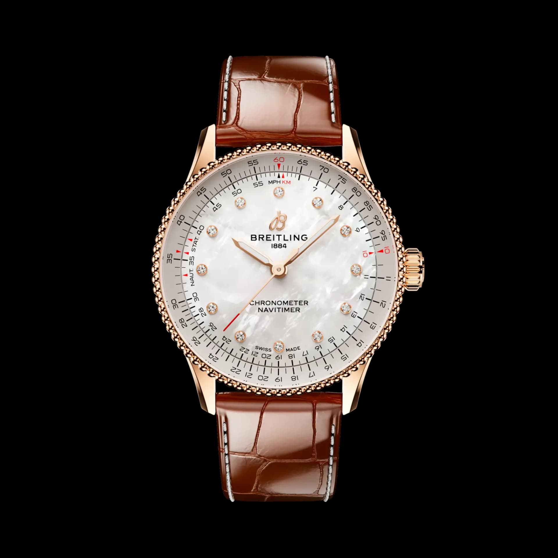 Breitling Navitimer Automatic 36 – Kırmızı Altın, Sedef Kadran, Kahverengi Timsah Derisi Kayış 1