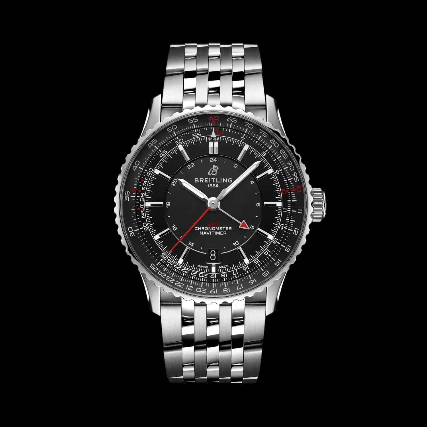 Breitling Navitimer Automatic GMT 41 – Çelik, Siyah Kadran, Çelik Bilezik 1