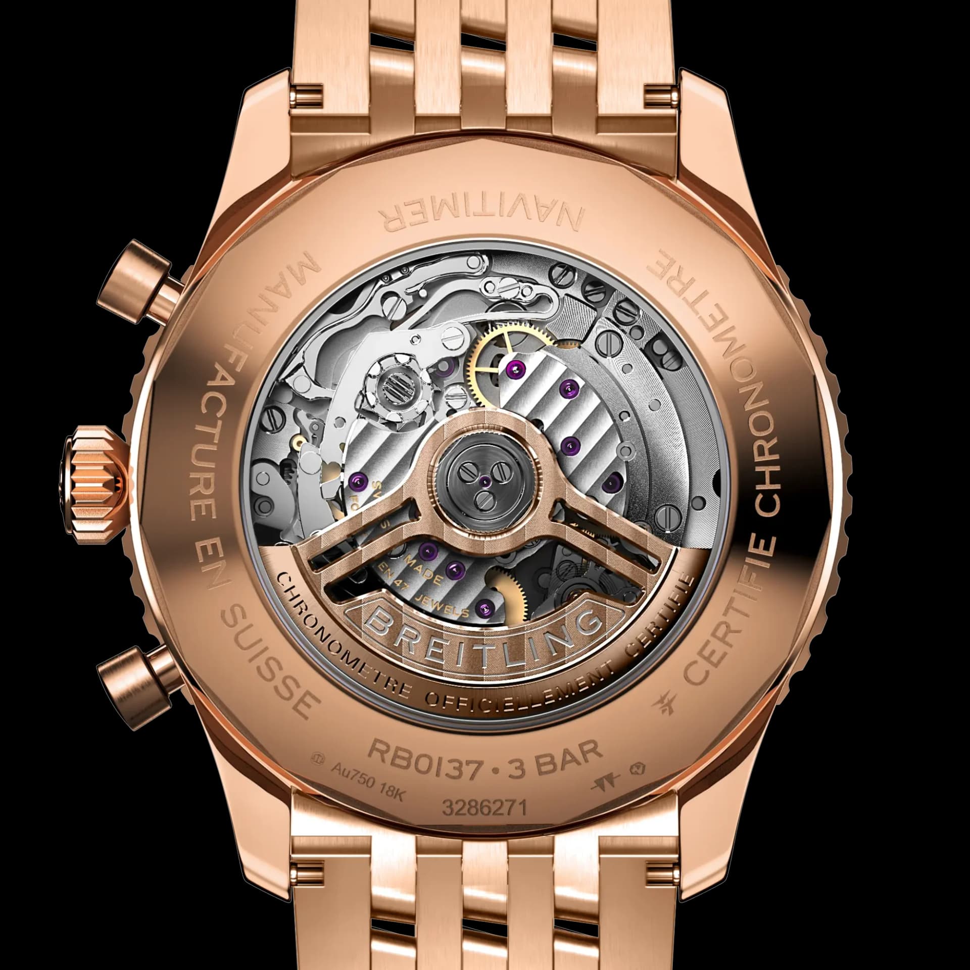 Breitling Navitimer B01 Chronograph 46 – Kırmızı Altın, Krem Kadran, Kırmızı Altın Bilezik 3