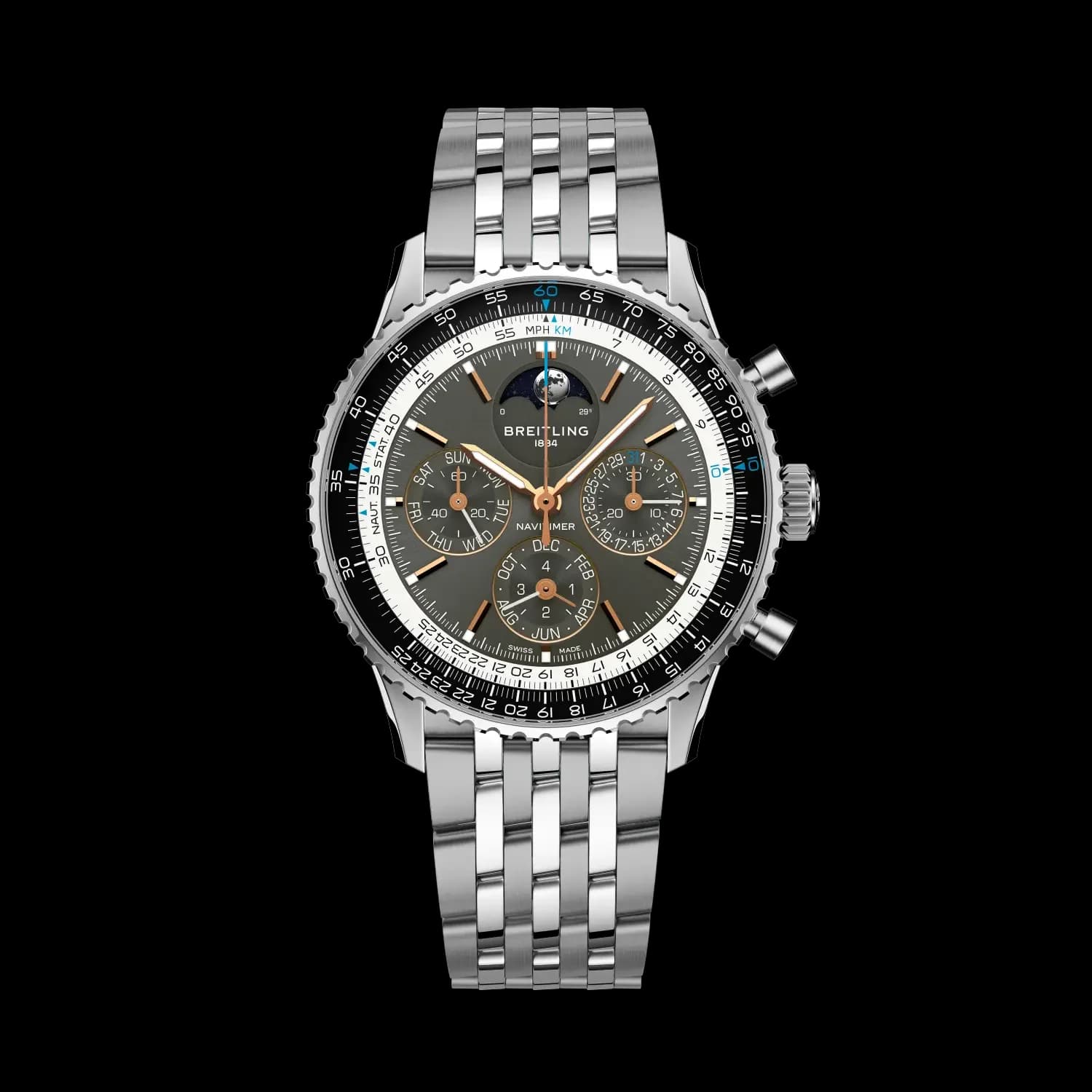 Breitling Navitimer B19 Chronograph 43 Perpetual Calendar – Çelik ve Platin, Antrasit Kadran, Çelik Bilezik 1