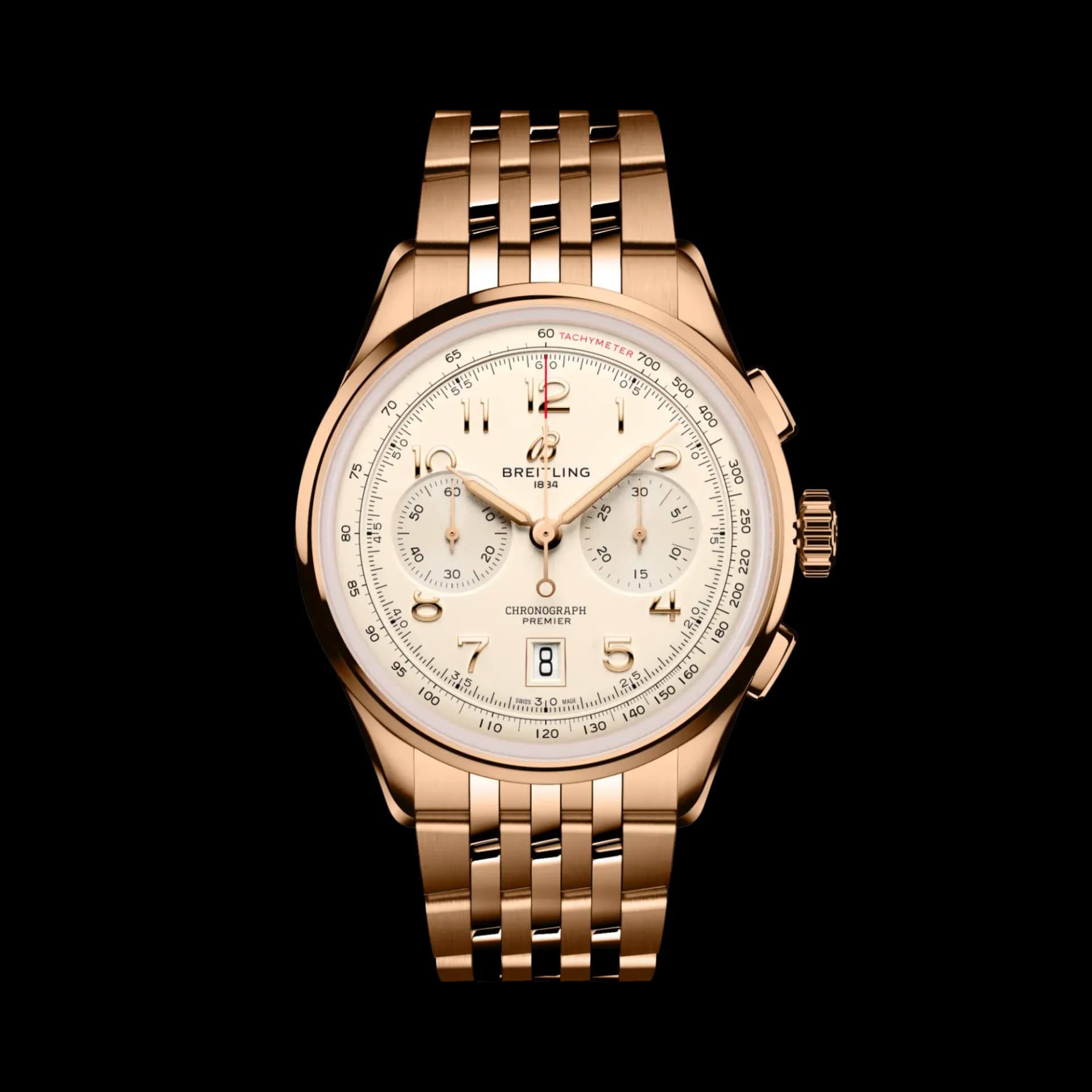 Breitling Premier B01 Chronograph 42 – Kırmızı Altın, Krem Kadran, Kırmızı Altın Bilezik 1