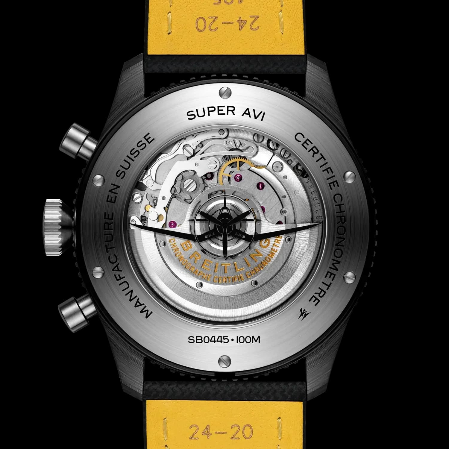 Breitling Super AVI B04 Chronograph GMT 46 Tribute to Vought F4U Corsair – Seramik, Siyah Dana Derisi Kayış 3