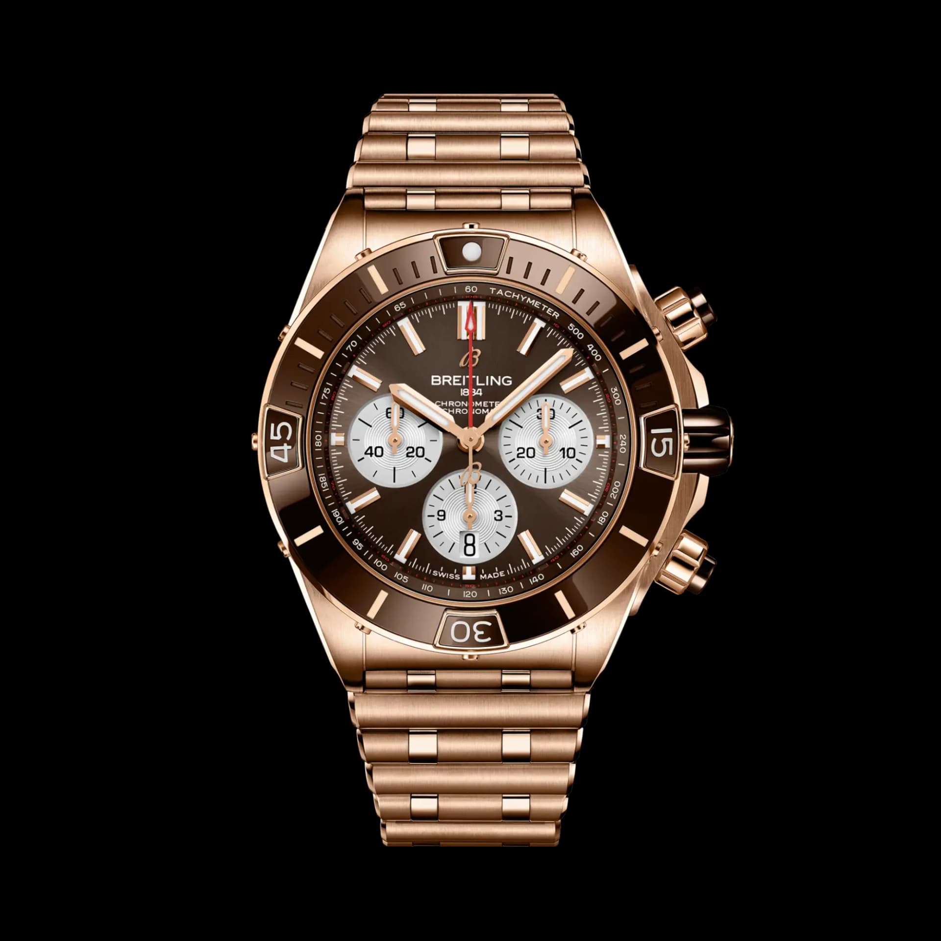 Breitling Super Chronomat B01 44 – Kırmızı Altın, Kahverengi Kadran, Kırmızı Altın Bilezik 1