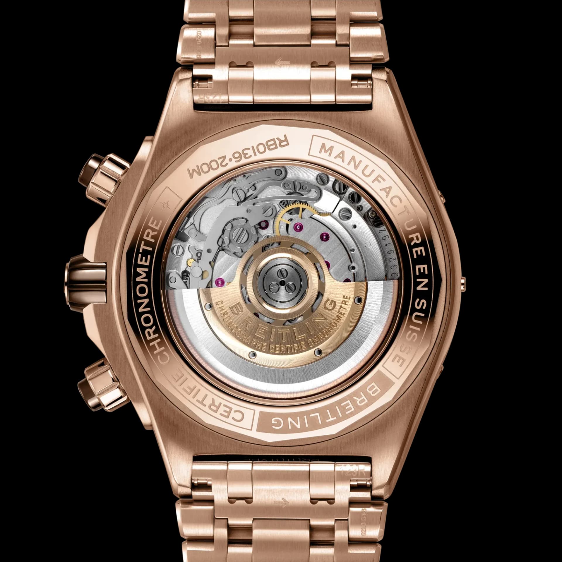 Breitling Super Chronomat B01 44 – Kırmızı Altın, Kahverengi Kadran, Kırmızı Altın Bilezik 3