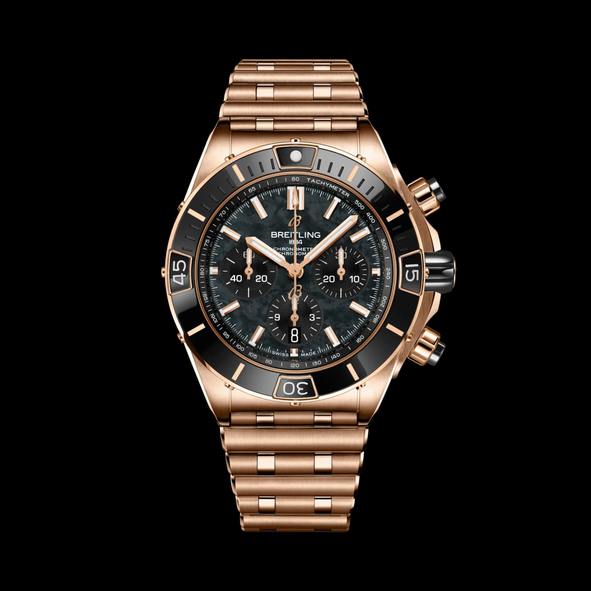 Breitling Super Chronomat B01 44 – Kırmızı Altın, Siyah Sedef Kadran, Kırmızı Altın Bilezik 1
