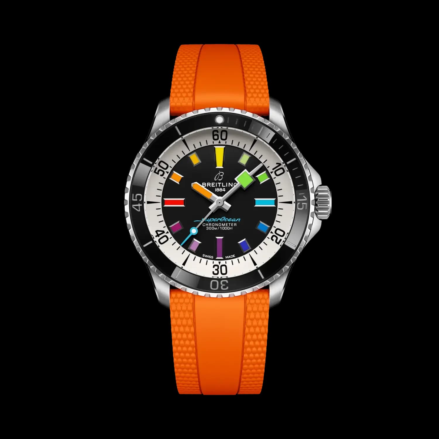 Breitling Superocean Automatic 42 – Çelik, Siyah Kadran, Turuncu Kauçuk Kayış 1