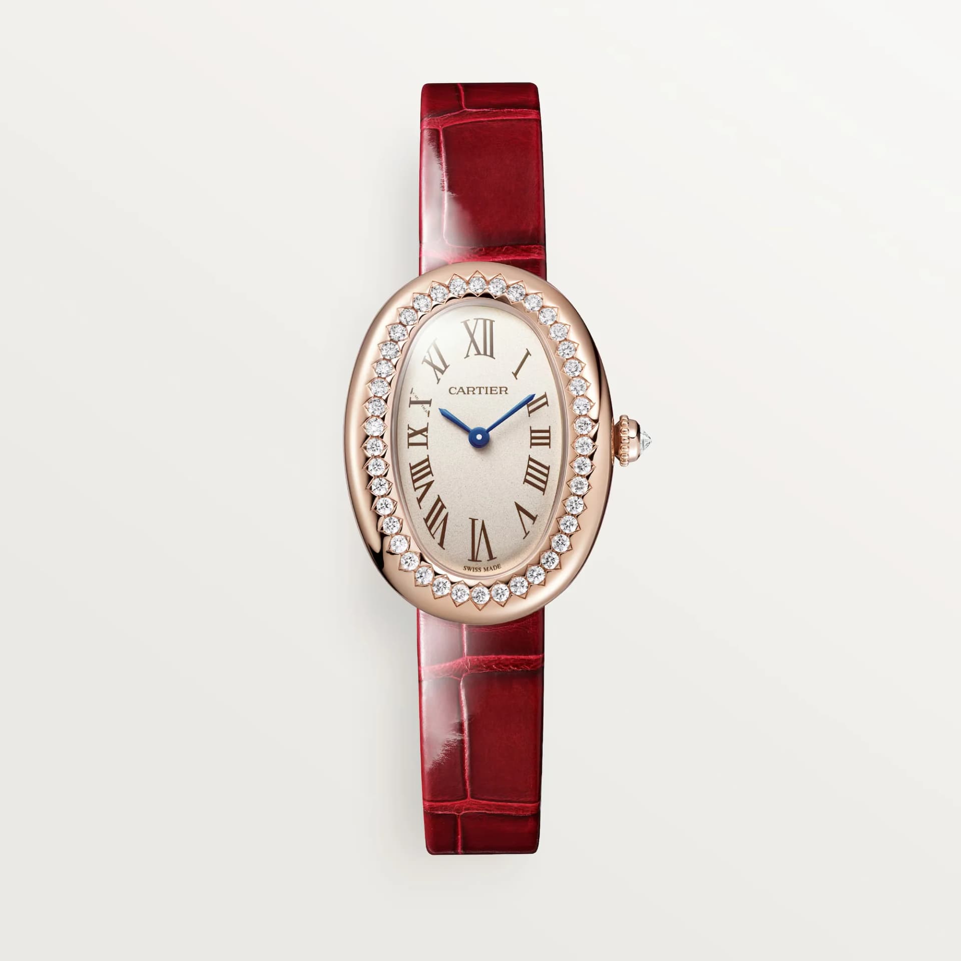 Cartier Baignoire Small Model – Pembe Altın, Pırlanta, Kırmızı Timsah Derisi Kayış 1