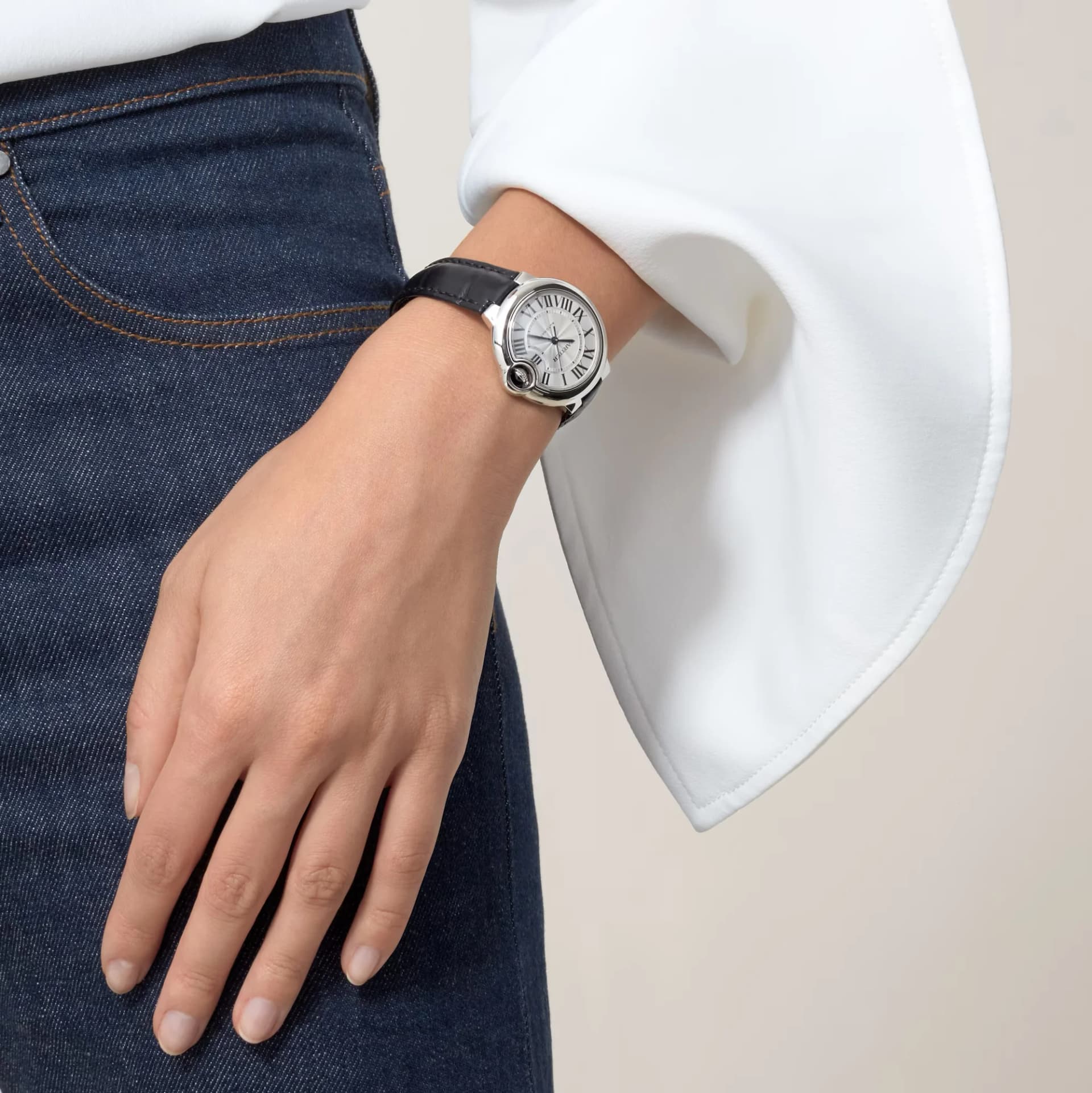 Cartier Ballon Bleu de Cartier 33 mm – Çelik, Gümüş Kadran, Siyah Timsah Derisi Kayış 3