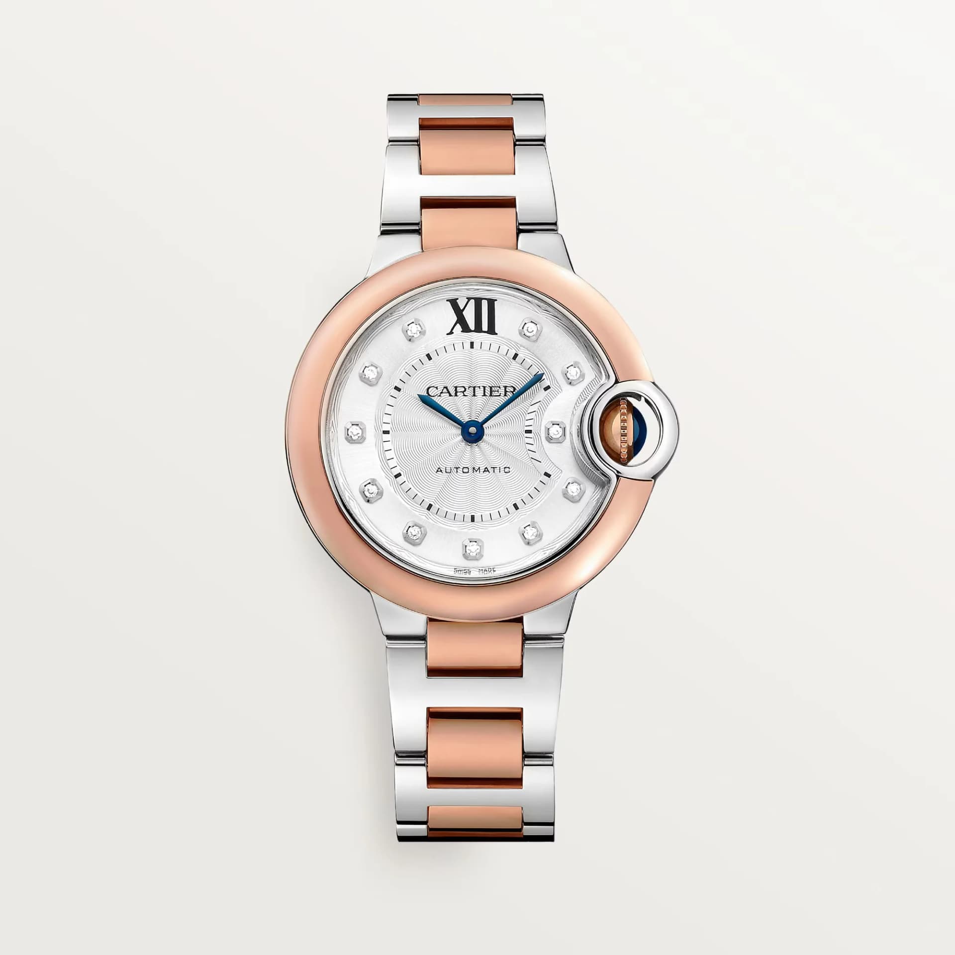Cartier Ballon Bleu de Cartier 33 mm – Pembe Altın, Çelik, Pırlantalı Gümüş Kadran 1