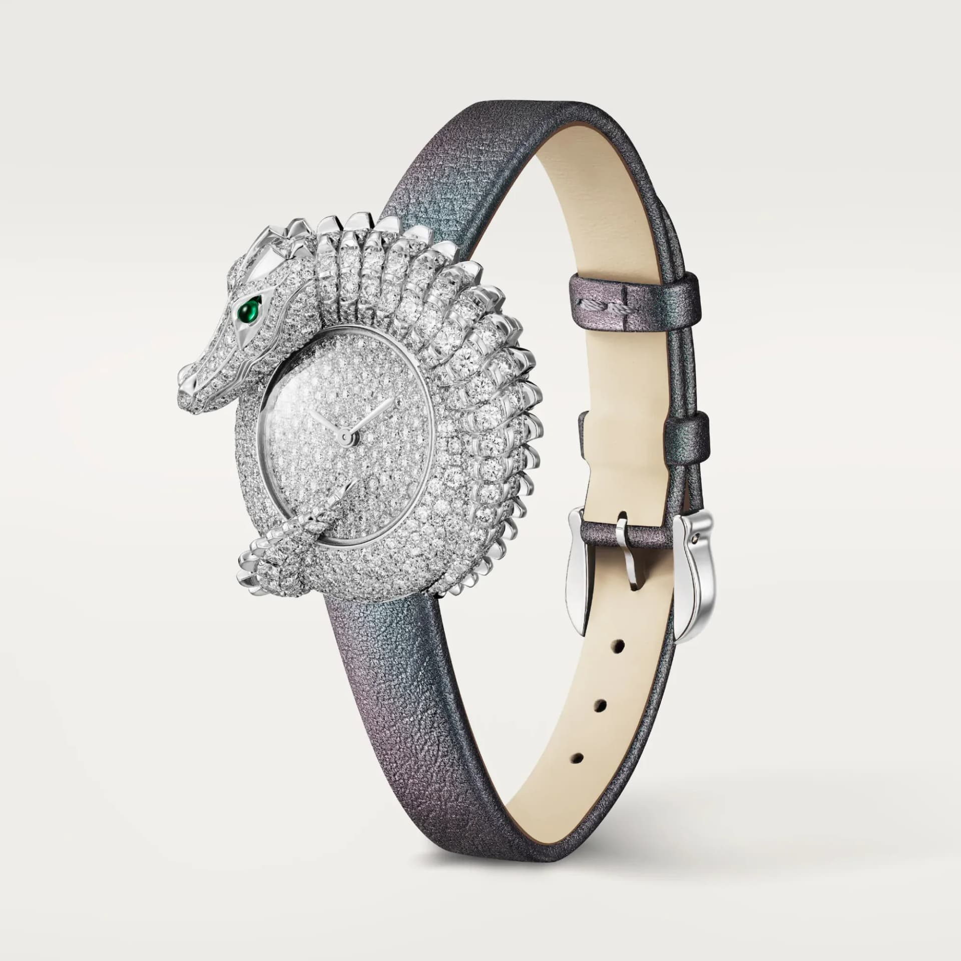 Cartier Panthère Jewelry Watch – Beyaz Altın, Zümrüt, Lacivert Timsah Derisi Kayış 2