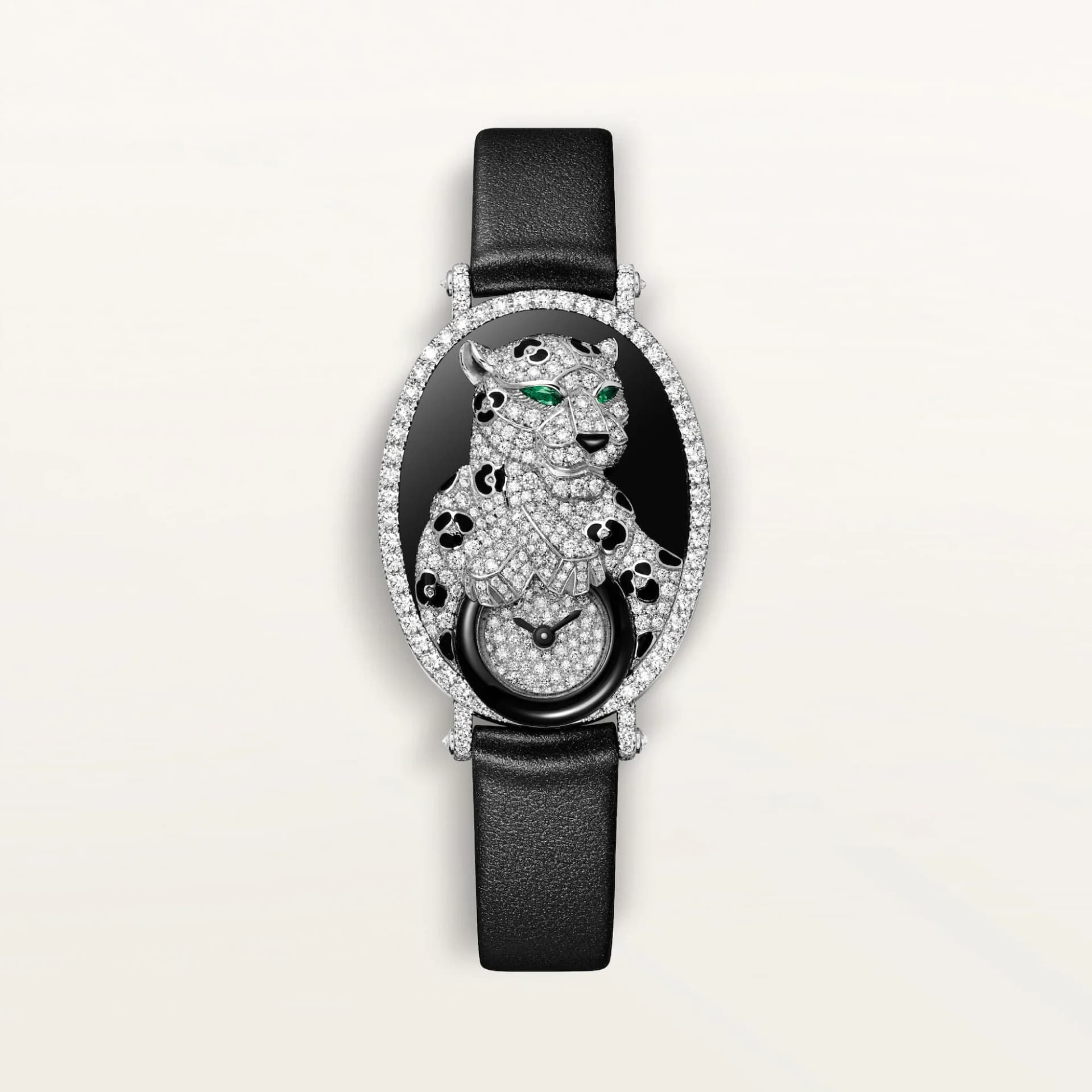 Cartier Panthère Jewelry Watch – Beyaz Altın, Zümrüt, Siyah Timsah Derisi Kayış 1