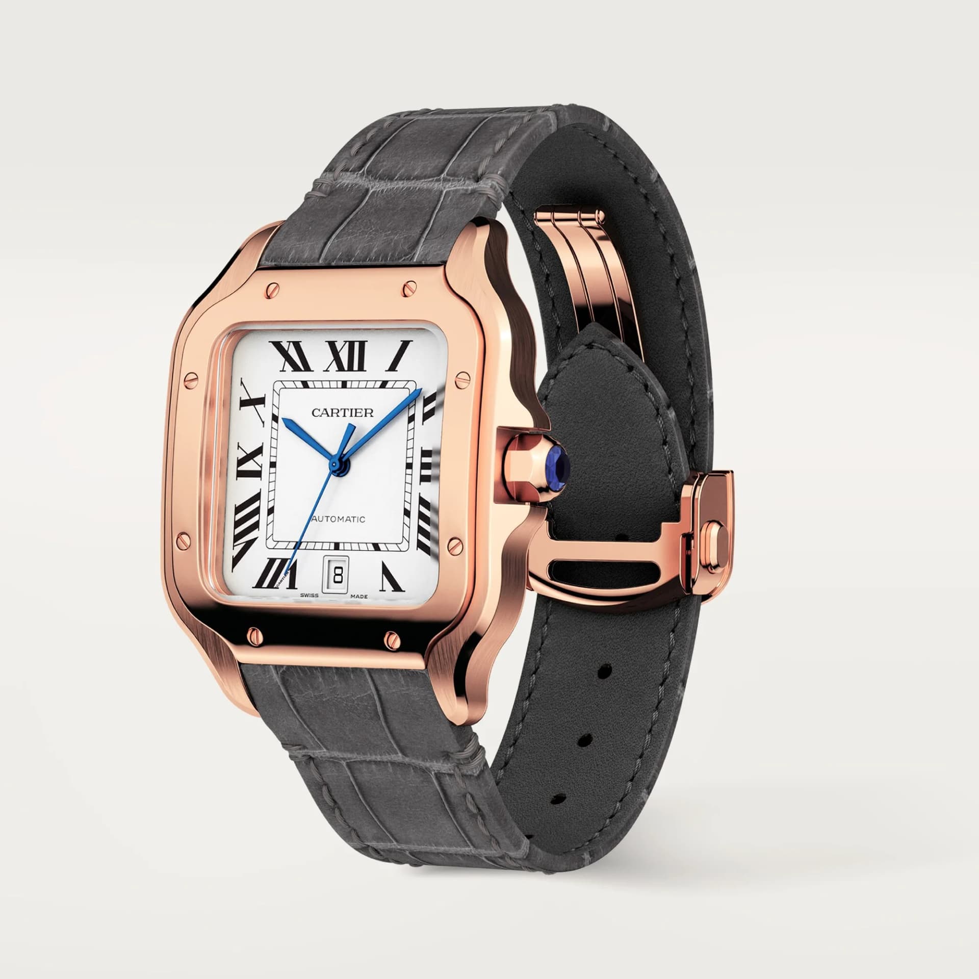 Cartier Santos de Cartier Large Model – Pembe Altın, Timsah Derisi Kayış 2