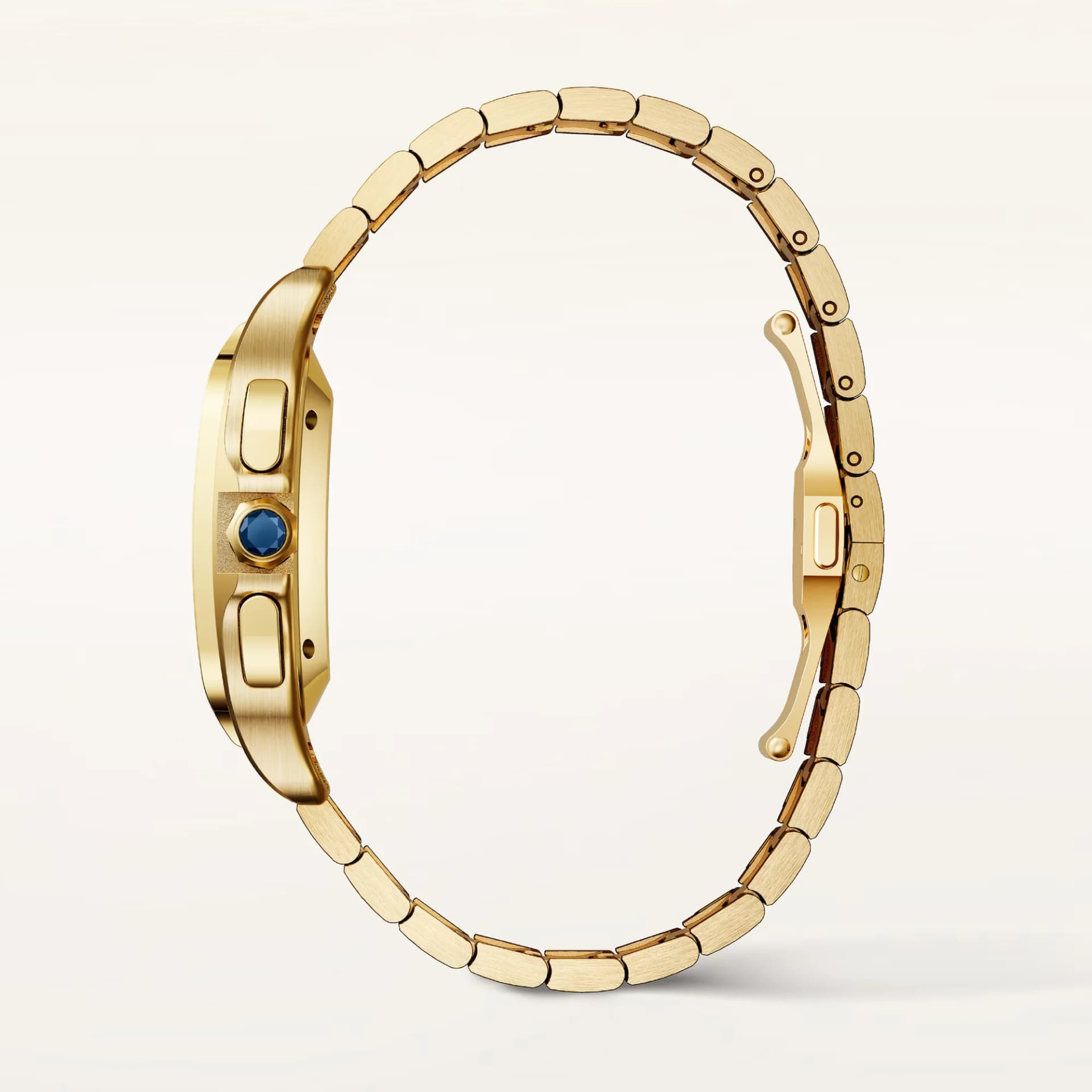 Cartier Santos de Cartier Large Model – Sarı Altın, Gümüş Kadran, Bilezik ve Kayış 2