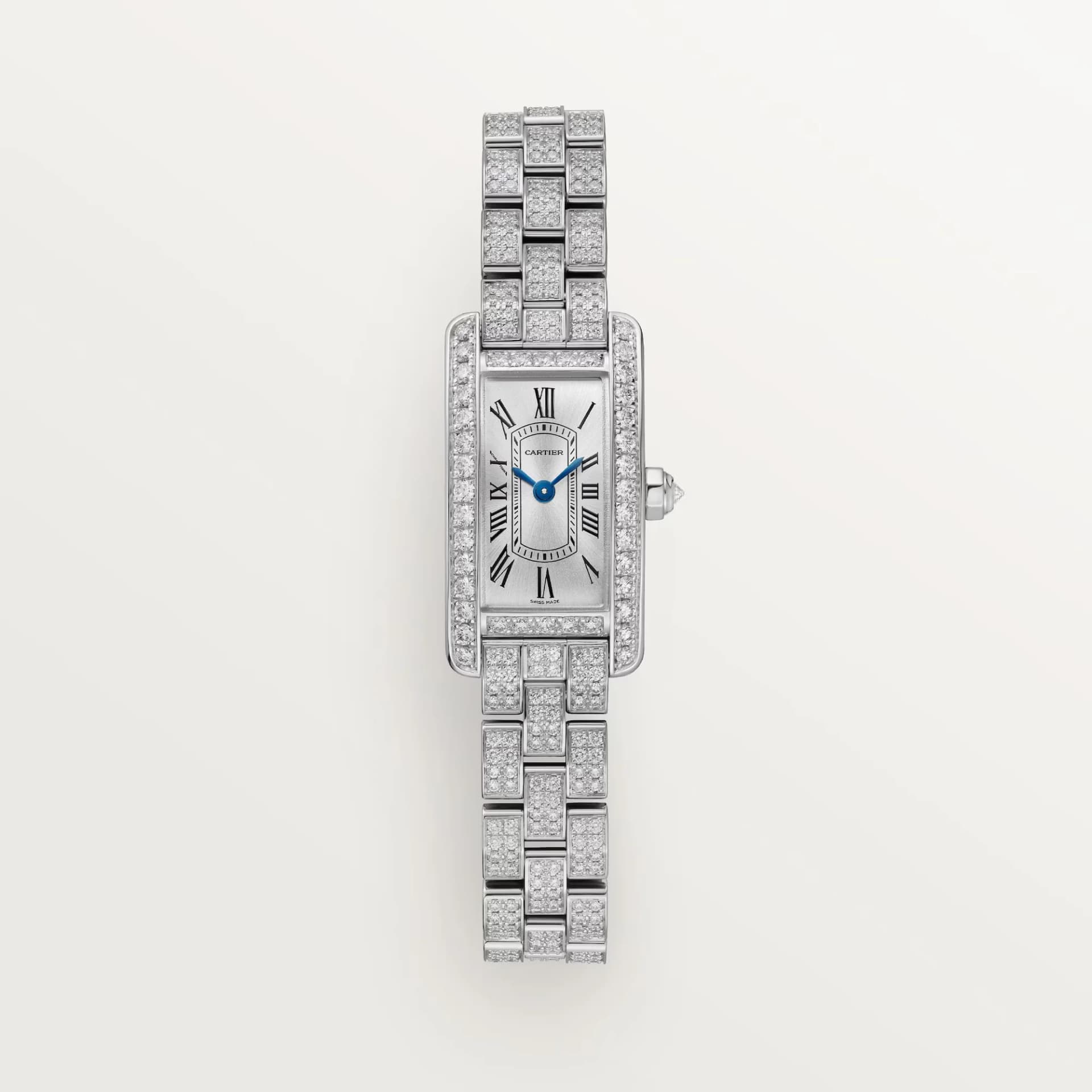 Cartier Tank Américaine Mini Model – Beyaz Altın, Pırlanta, Beyaz Metal Kayış 1