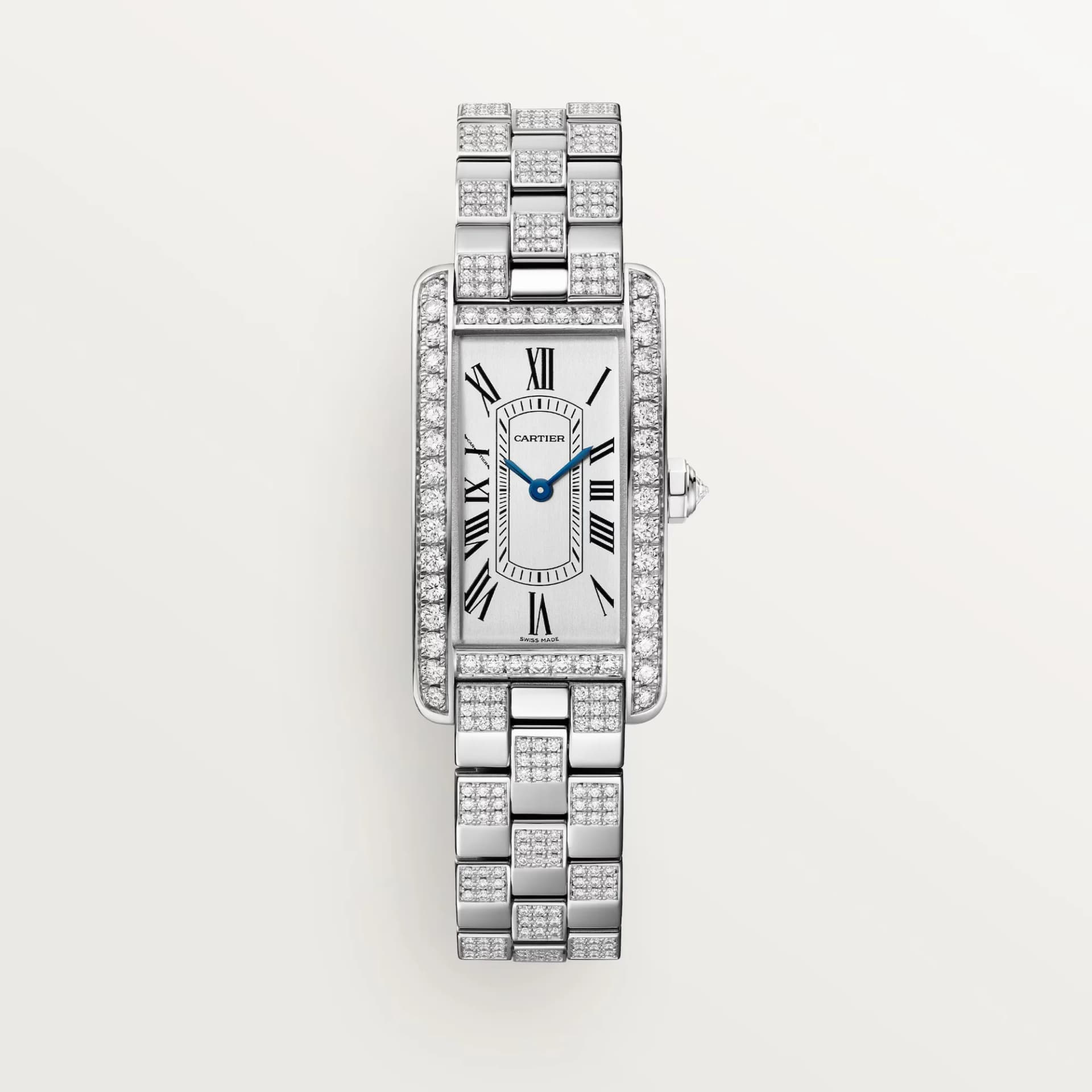 Cartier Tank Américaine Small Model – Beyaz Altın, Pırlanta, Uzun Pil Ömürlü 1