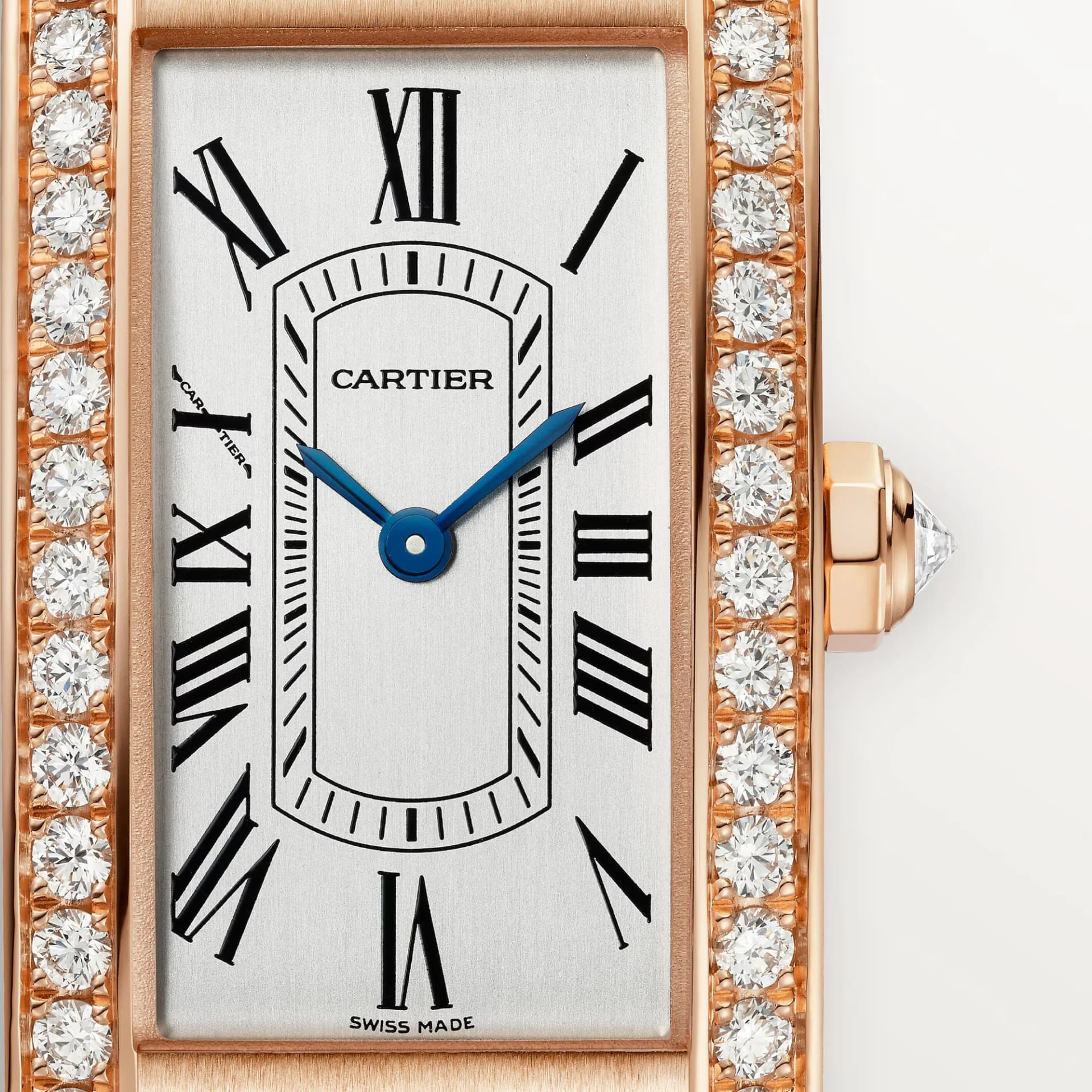 Cartier Tank Américaine Small Model – Pembe Altın, Pırlanta, Kırmızı Timsah Derisi Kayış 2