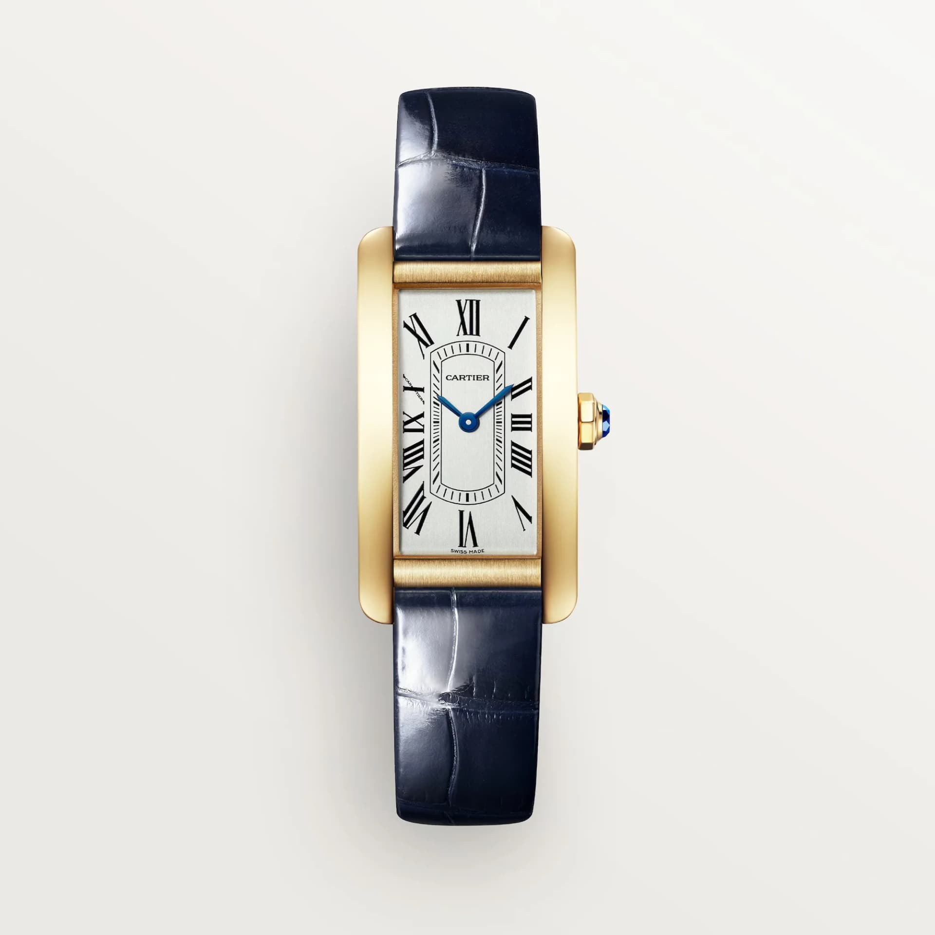 Cartier Tank Américaine Small Model – Sarı Altın, Lacivert Timsah Derisi Kayış 1