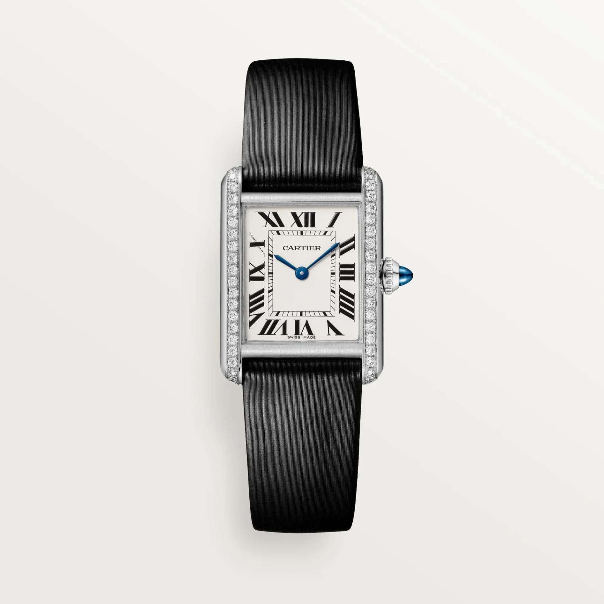 Cartier Tank Must de Cartier Small Model – Çelik, Pırlanta, Siyah Deri Kayış 1