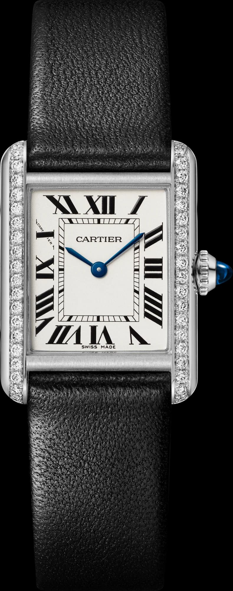 Cartier Tank Must de Cartier Small Model – Çelik, Pırlanta, Siyah Kuzu Derisi Kayış 1