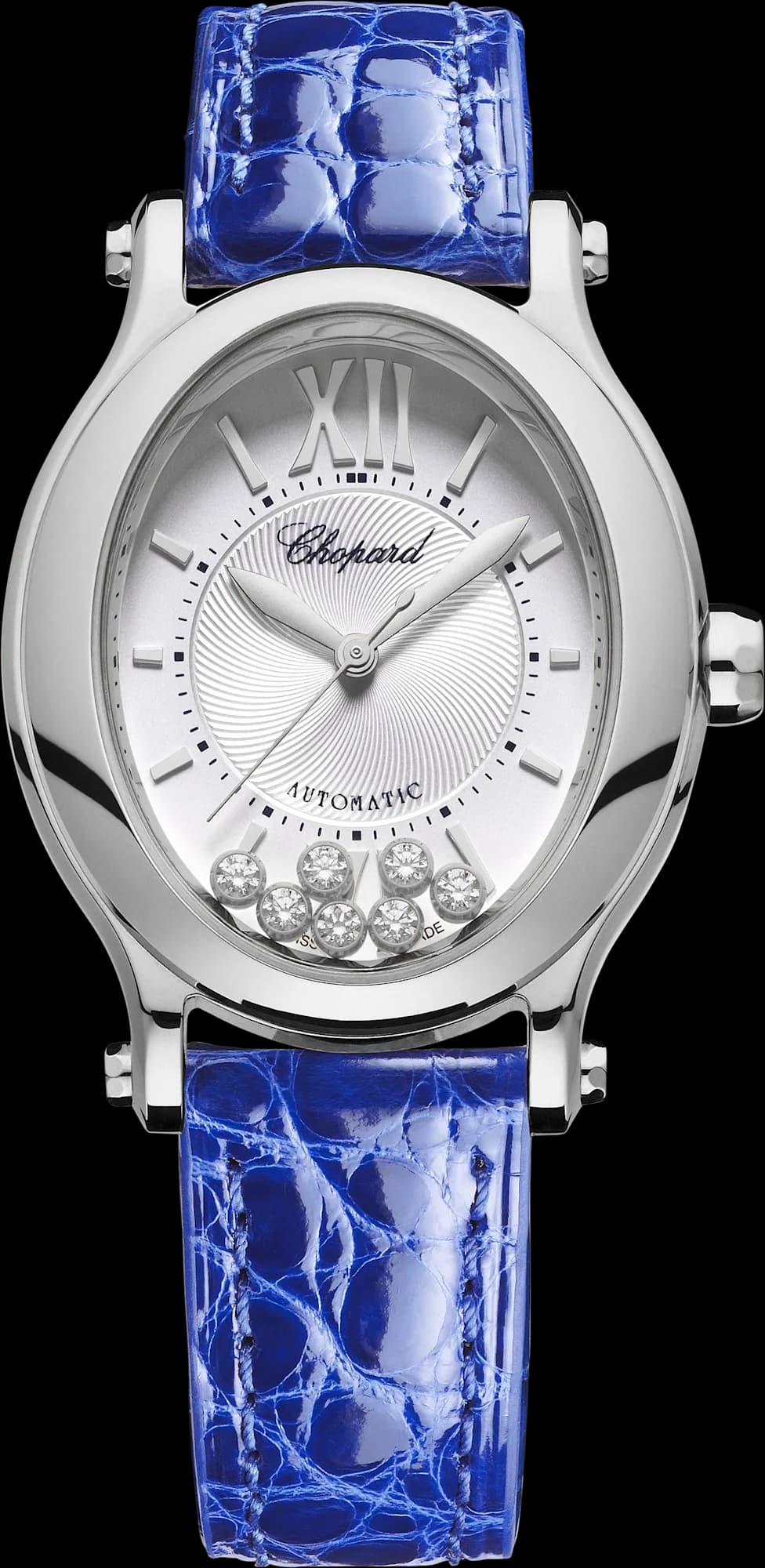 Chopard Happy Sport 29 x 31 mm – Çelik, Gümüş Kadran, Mavi Timsah Derisi Kayış 1