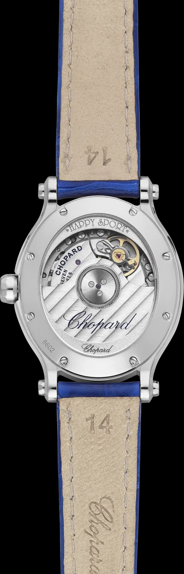 Chopard Happy Sport 29 x 31 mm – Çelik, Gümüş Kadran, Mavi Timsah Derisi Kayış 2