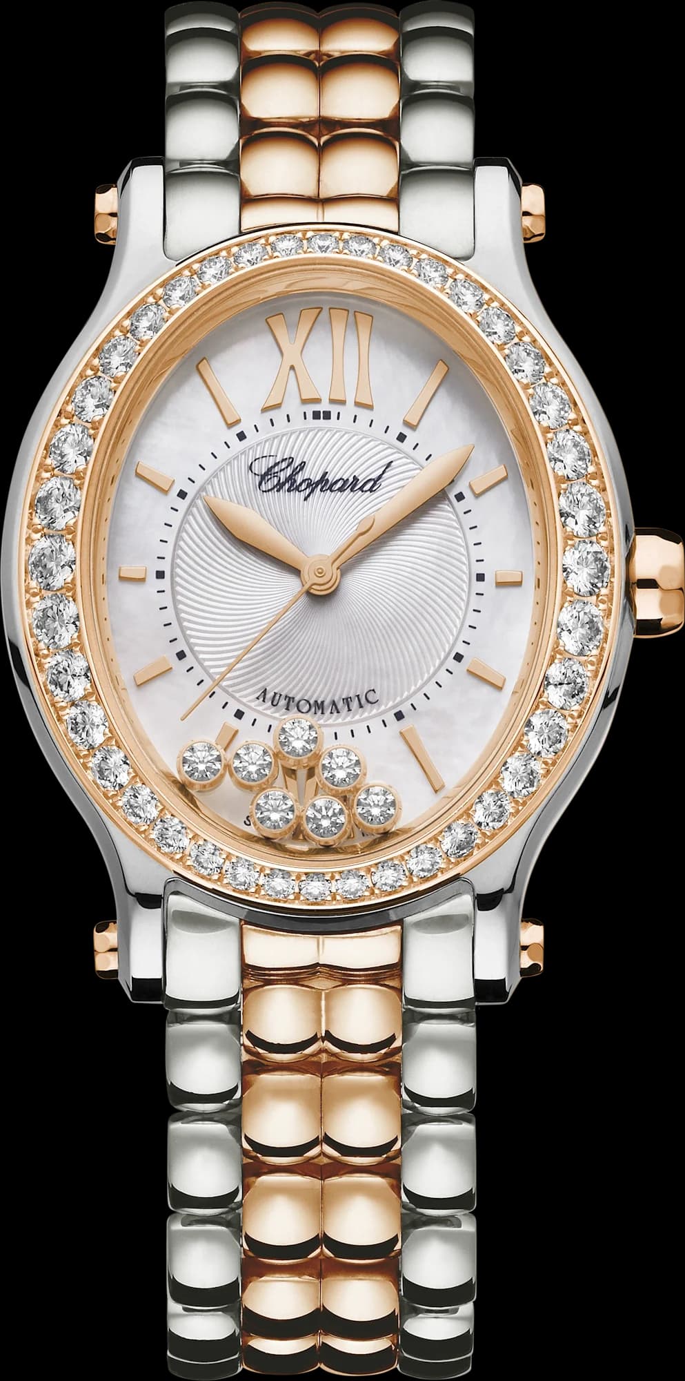 Chopard Happy Sport 29 x 31 mm – Çelik ve Pembe Altın, Gümüş Kadran, Çelik ve Altın Bilezik, Pırlanta Çerçeve 1
