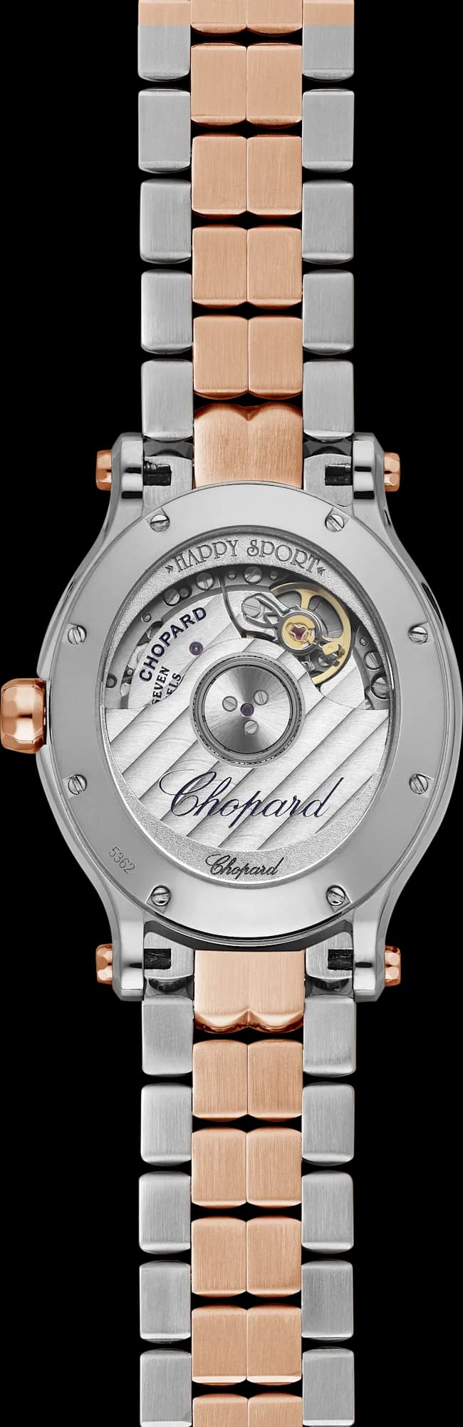 Chopard Happy Sport 29 x 31 mm – Çelik ve Pembe Altın, Gümüş Kadran, Çelik ve Altın Bilezik, Pırlanta Çerçeve 2