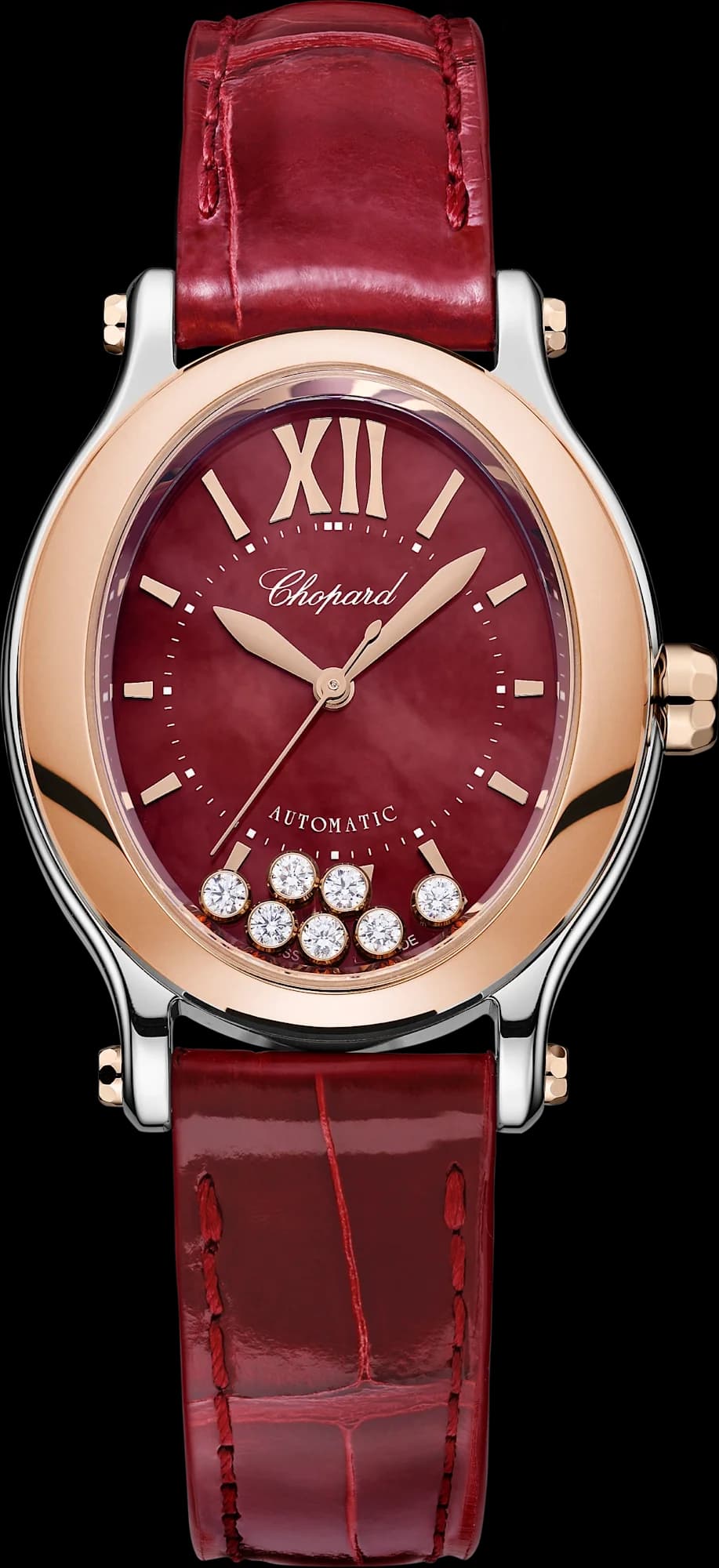 Chopard Happy Sport 29 x 31 mm – Çelik ve Pembe Altın, Kırmızı Sedef Kadran 1