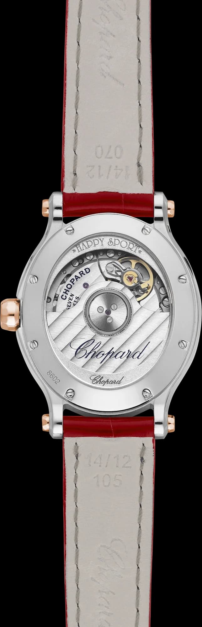 Chopard Happy Sport 29 x 31 mm – Çelik ve Pembe Altın, Kırmızı Sedef Kadran 2