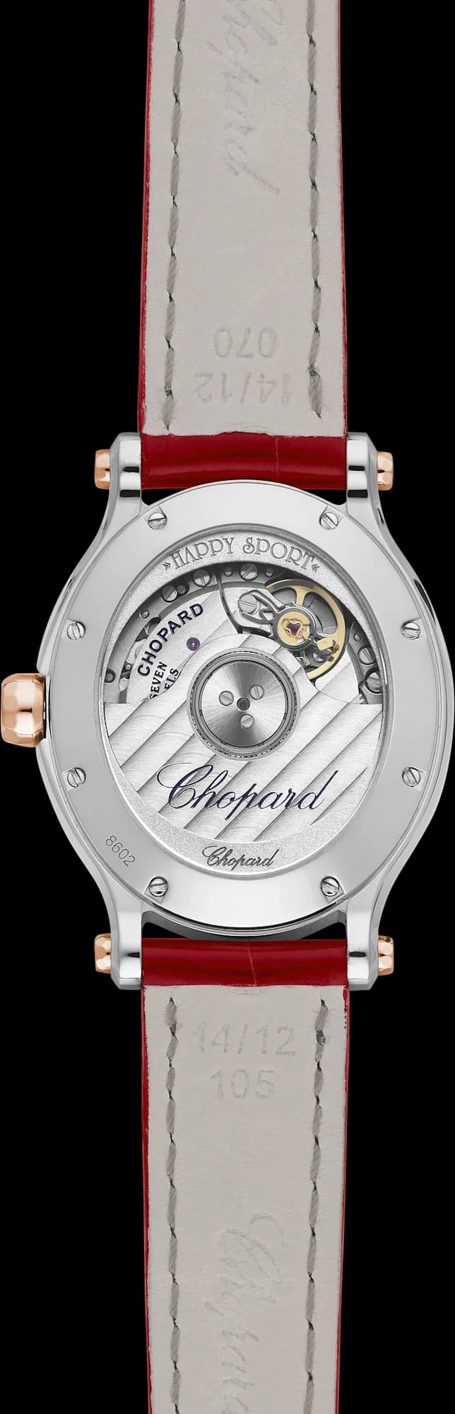 Chopard Happy Sport 29 x 31 mm – Çelik ve Pembe Altın, Kırmızı Sedef Kadran, Pırlanta Çerçeve 2