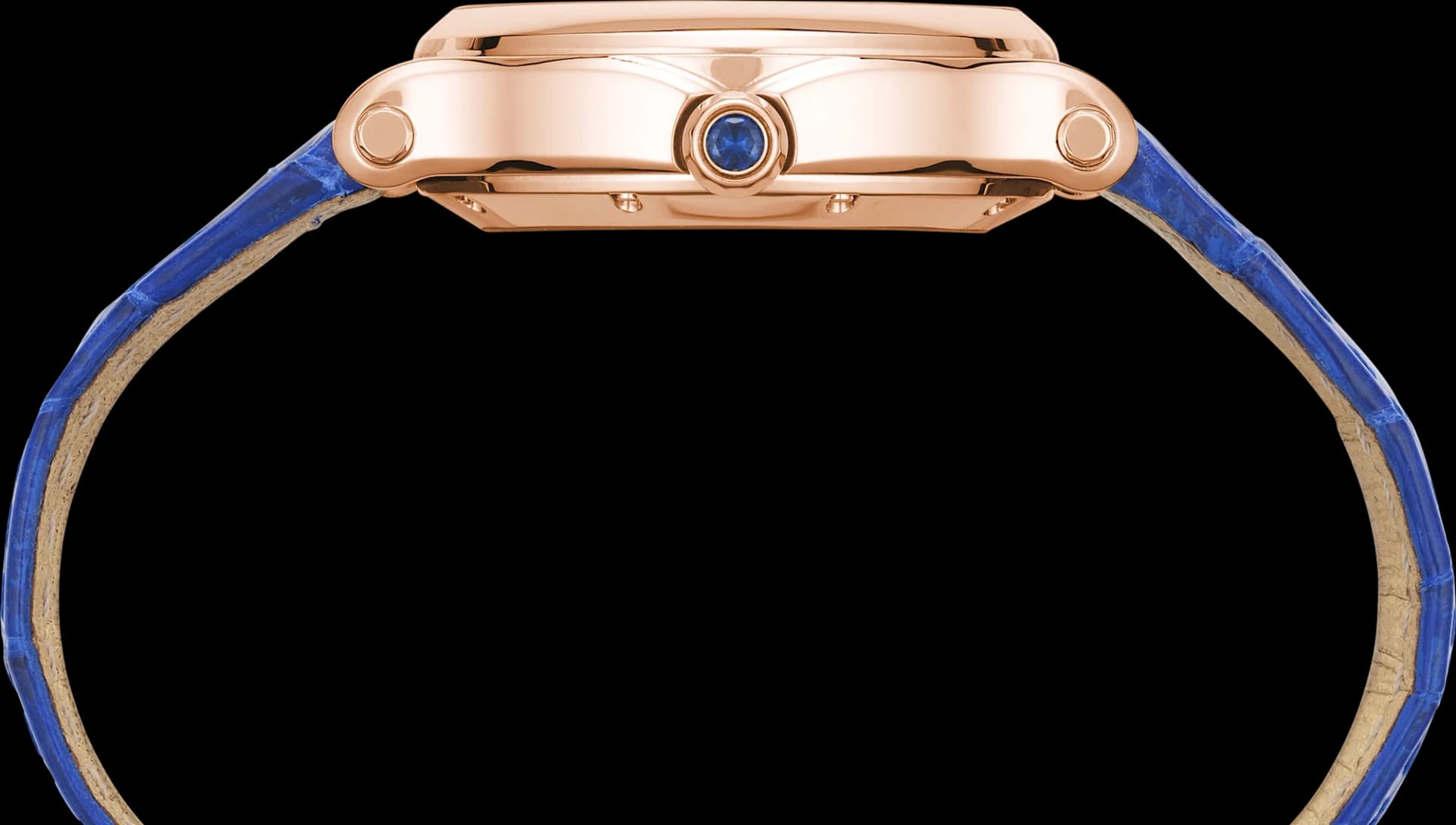 Chopard Happy Sport 29 x 31 mm – Pembe Altın, Gümüş Kadran, Mavi Timsah Derisi Kayış 3