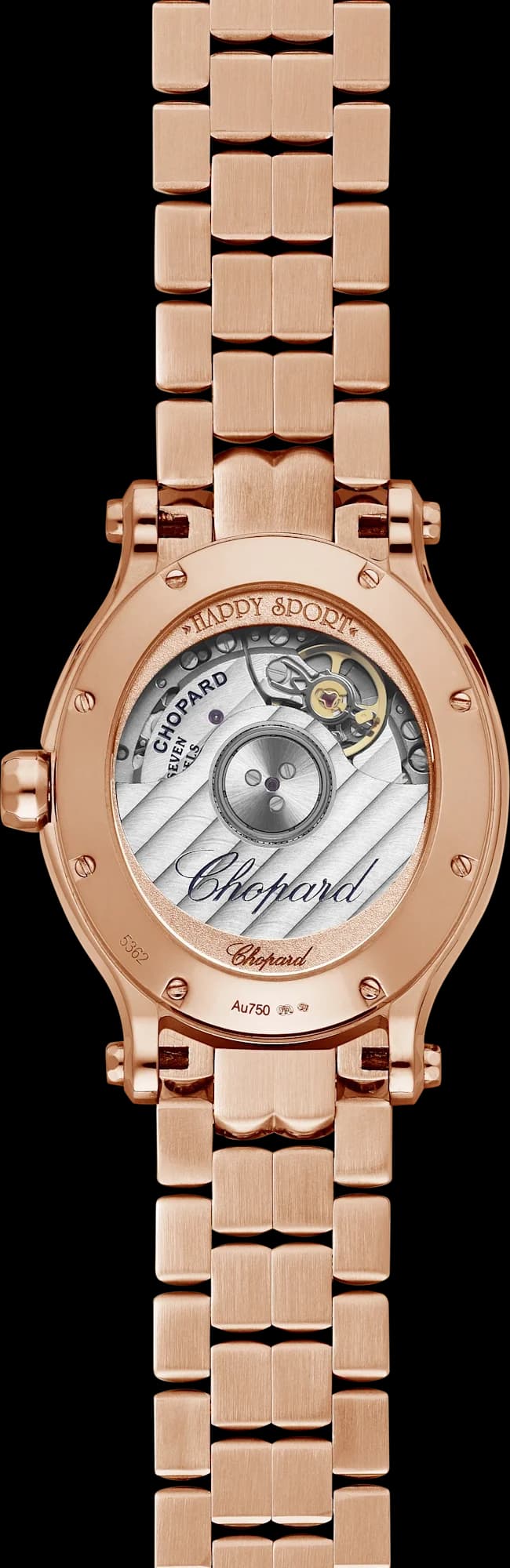 Chopard Happy Sport 29 x 31 mm – Pembe Altın, Gümüş Kadran, Pembe Altın Bilezik 2